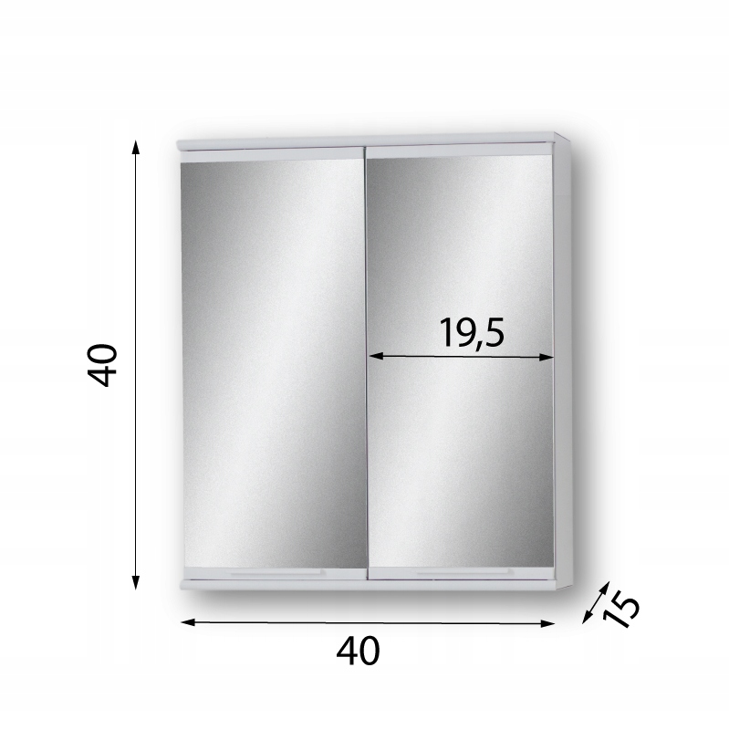 Metalowa, biała szafka łazienkowa z lustrem 40/40 Szerokość mebla 40 cm