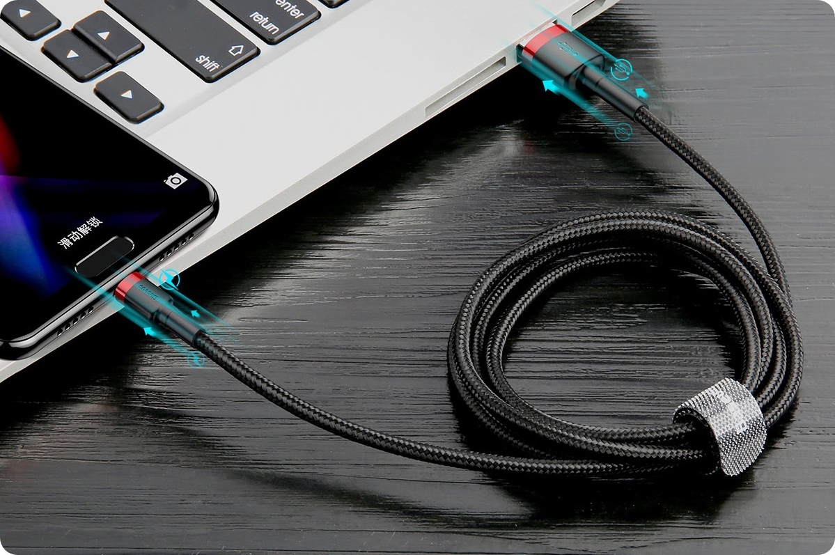 BASEUS MOCNY KABEL USB USB-C TYP-C PRZEWÓD OPLOT QUICK CHARGE 3.0 3A 1M Kod producenta CATKLF-B91
