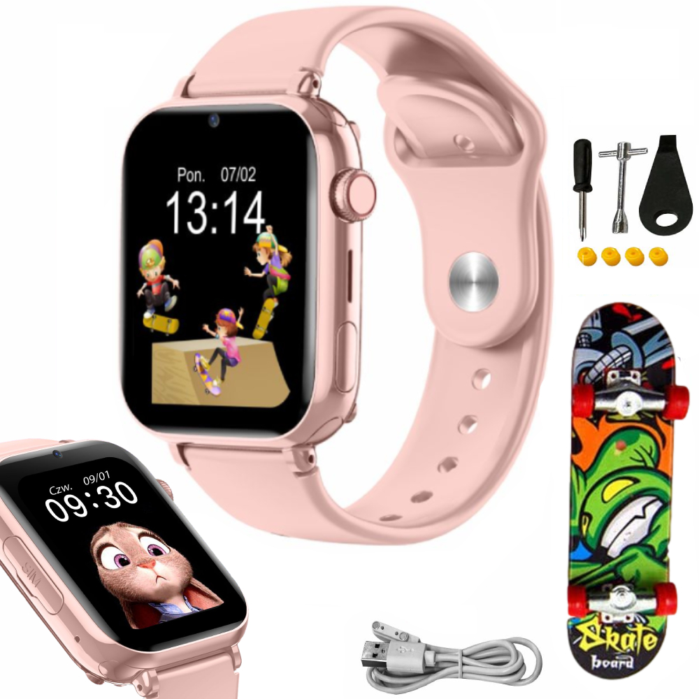 Smartwatch dla dzieci Dziecka Zegarek 4G GPS Manta Kevin Różowy Rozmowy GRY