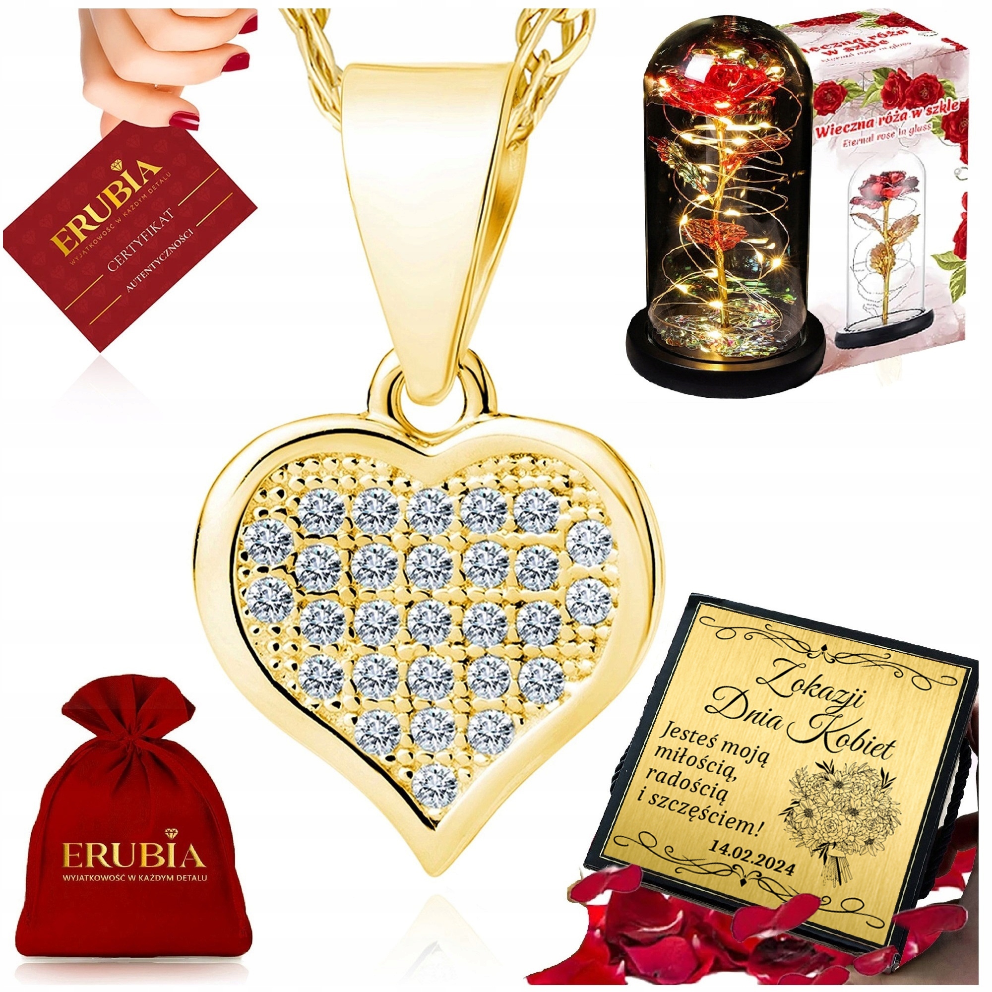 Dárková Sada Pro Ženu, Maminku K Narozeninám, Vánocům, Růži+srdci+gravírování