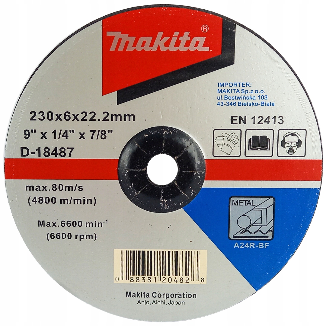 

Tarcza do szlifowania stali metalu 230x6mm Makita