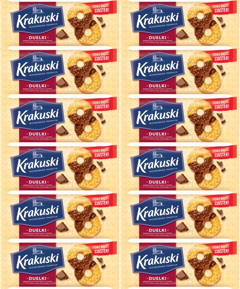 Ciastka Krakuski Duelki z cukrem i czekoladą 181g x12
