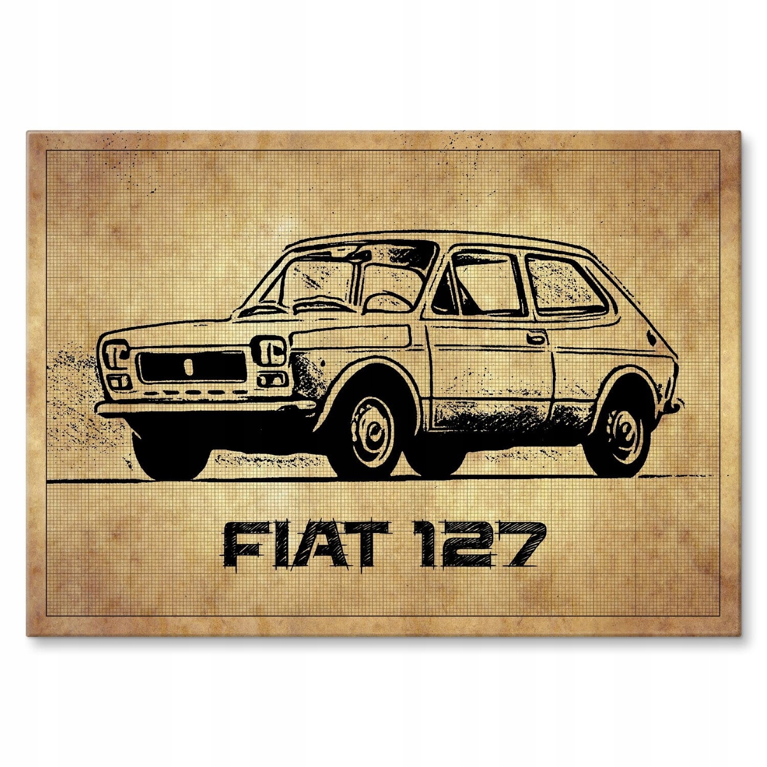 Velký plakát kovový plech dárek pro milovníka aut, automobil Fiat 127