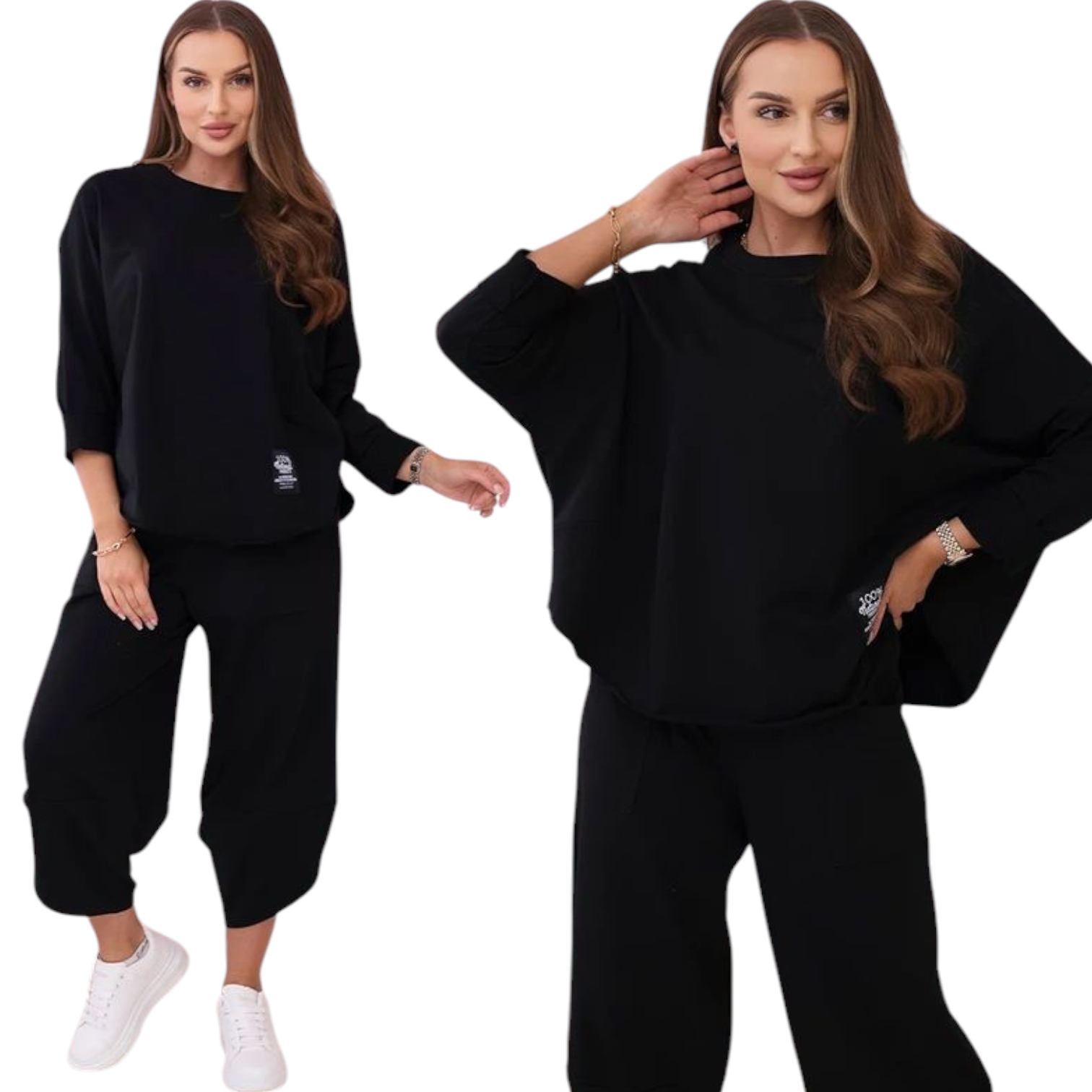 Komplet bawełniany bluza plus spodnie oversize Moda Włoska