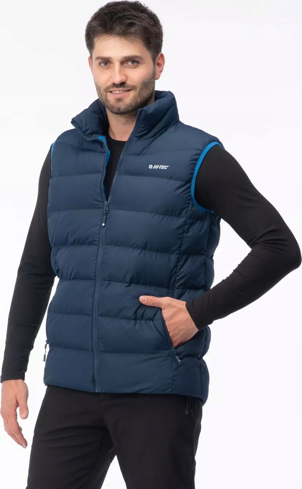 Pánská Vesta Bunda Bez Rukávů Péřová Pikovaná Hi-tec Sanis Tmavě Modrá vel. M