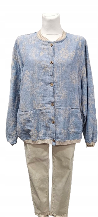 Bomber Žakárová Halenka Se Zapínáním Na Knoflíky – 100% Bavlna – Nová Kolekce