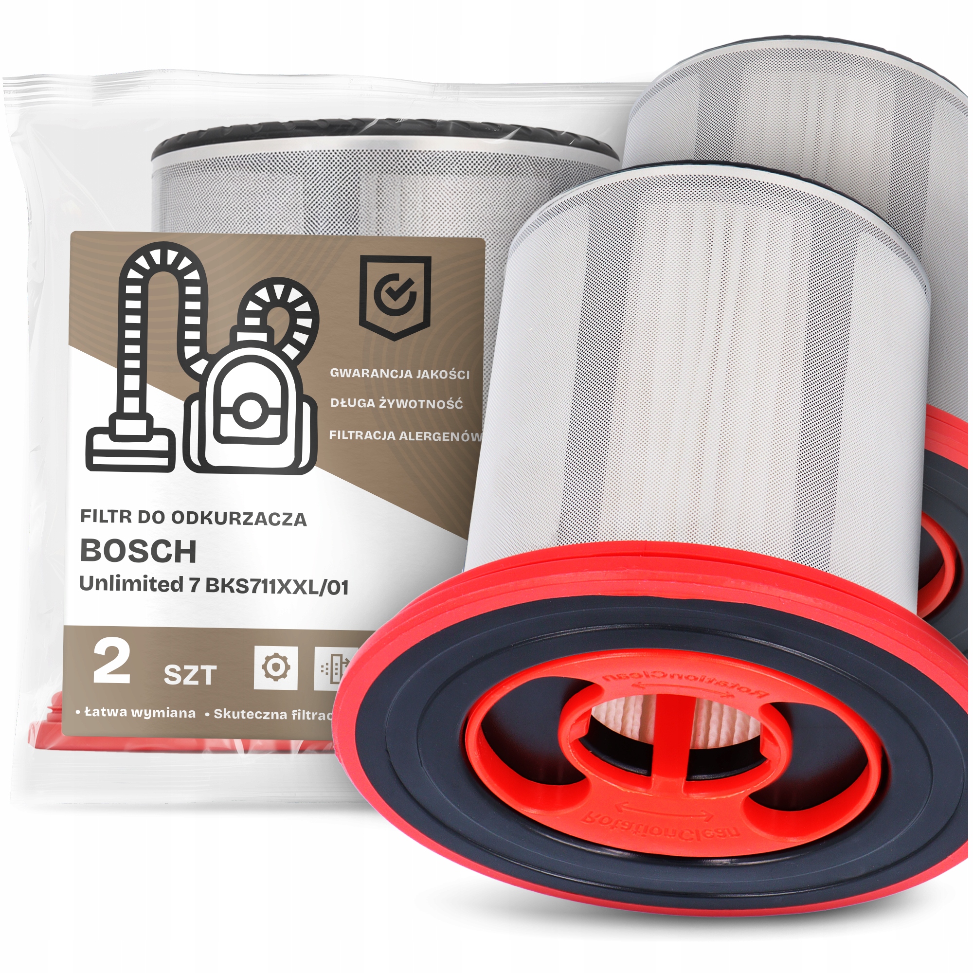 2x Vzduchový Filtr pro Vysavač Bosch Unlimited 7 BKS711XXL/01 Hepa Em-w