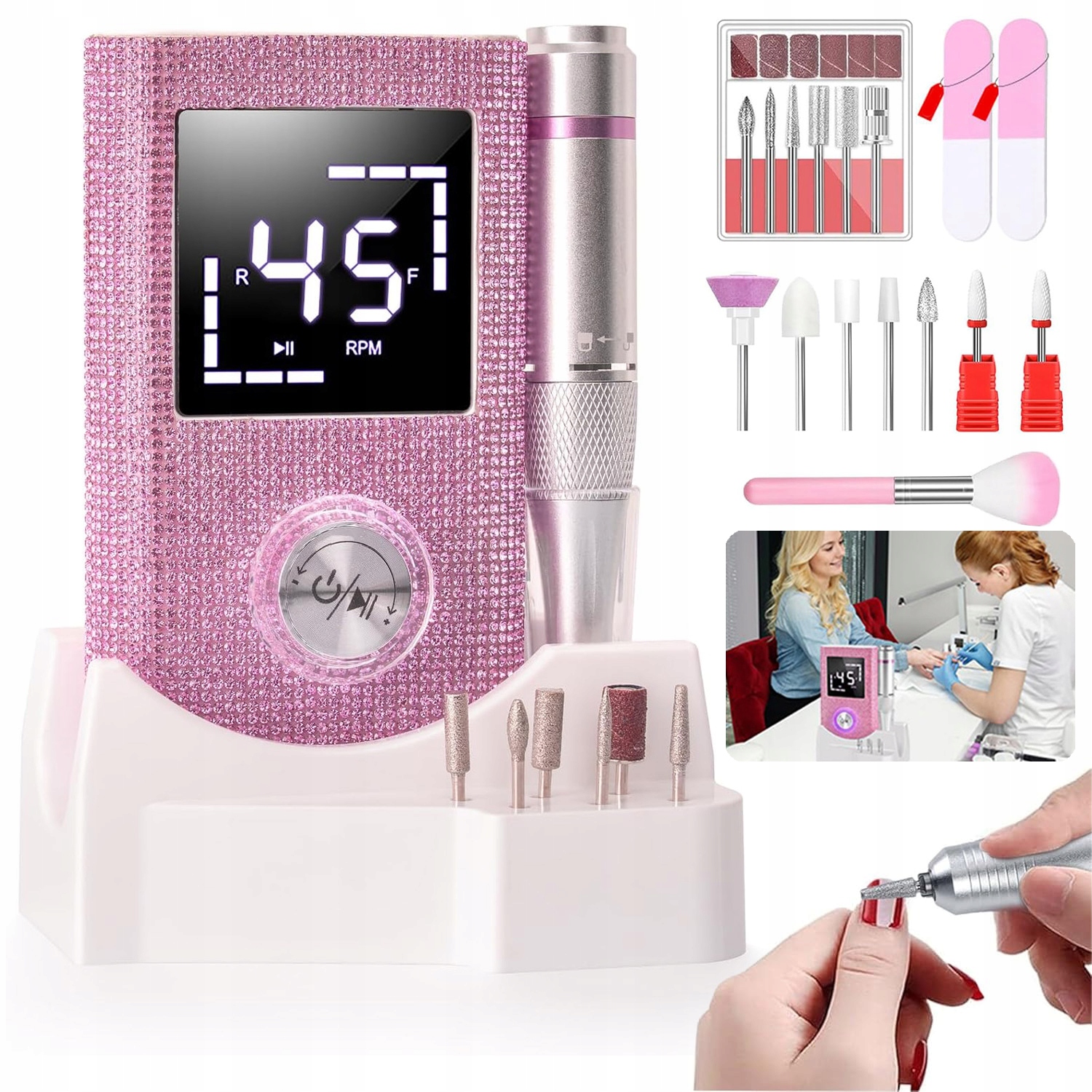Bruska Manikúra Pedikúra 50W Profesionální Výkonná Sada Fréz
