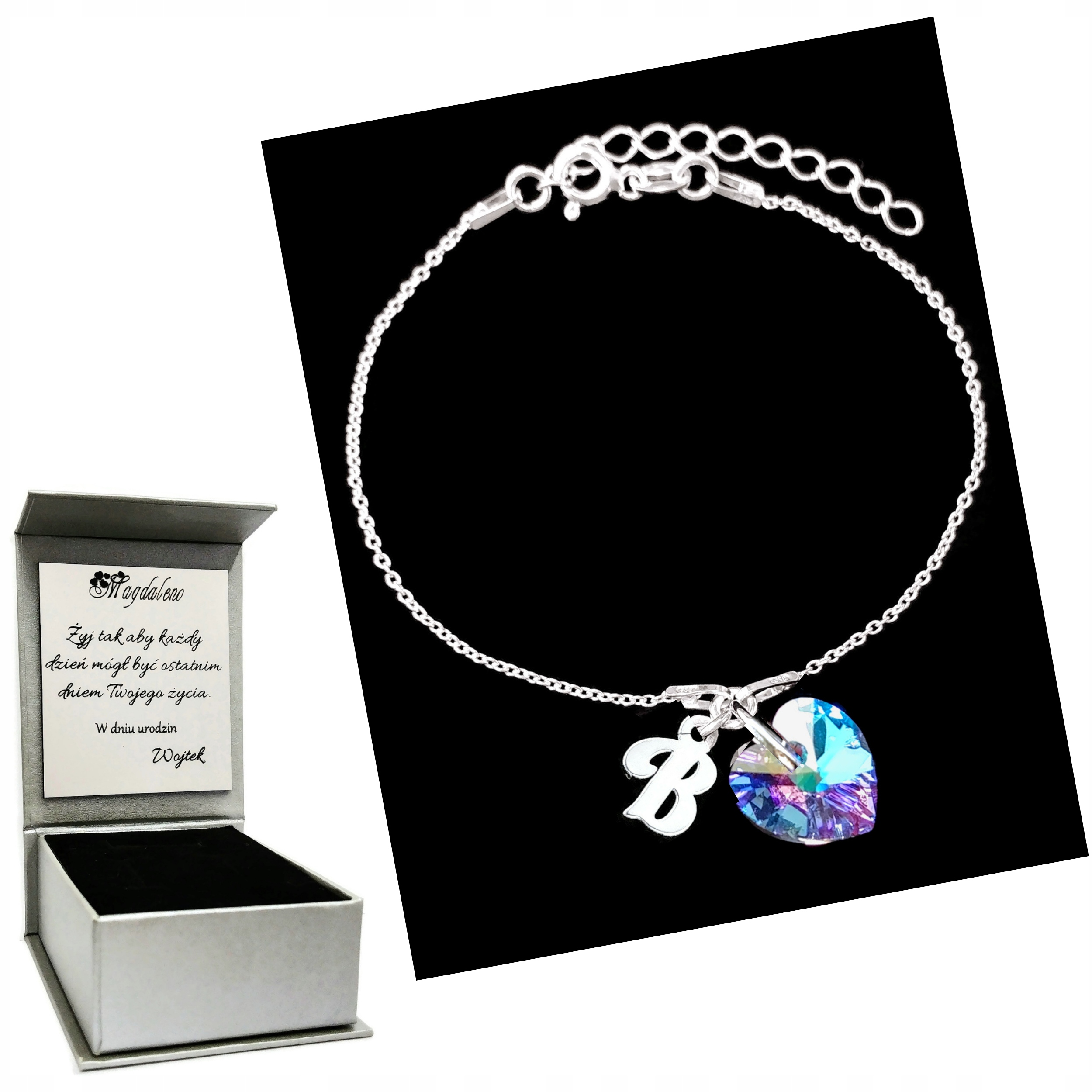 

Bransoletka Litera B Serce Oceanu Swarovski Grawer