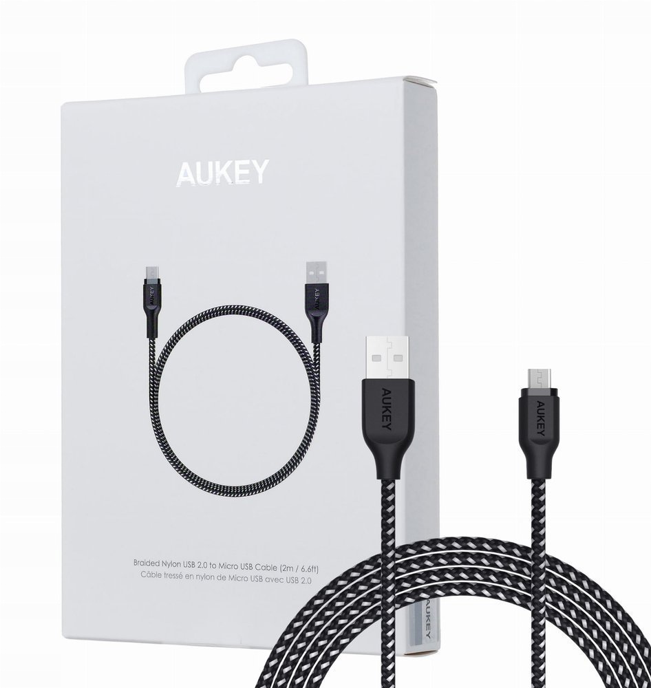 

Aukey CB-AM2 nylonowy kabel microUSB Qc 3.0 2m