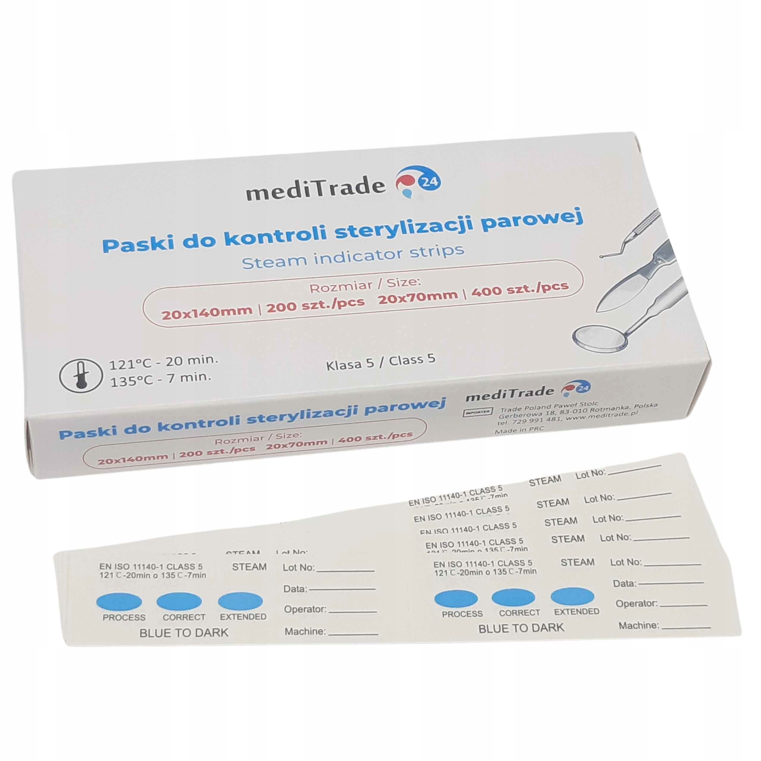 2x200 Testy Do Sterylizacji Parowej Klasa 5 V Paski Do Autoklawu 400 szt.