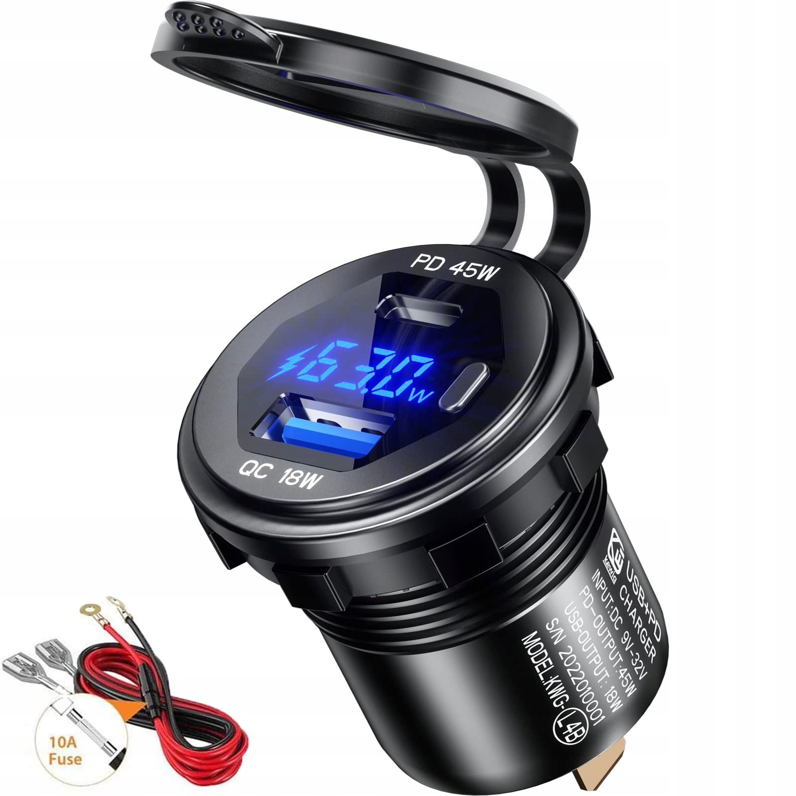 

Gniazdo Usb C Ładowarka samochodowa 45W 12V/24V