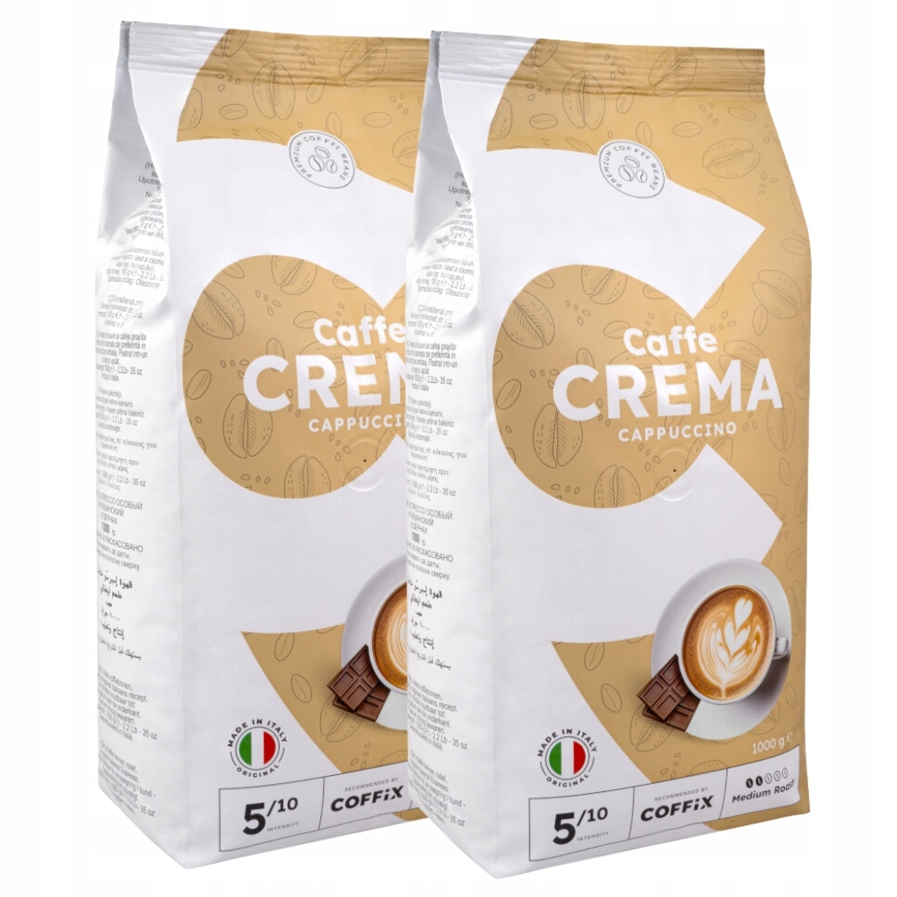 Levně Káva zrnková Caffe Crema Cappuccino 1 kg x 2 káva čerstvě pražená Coffix