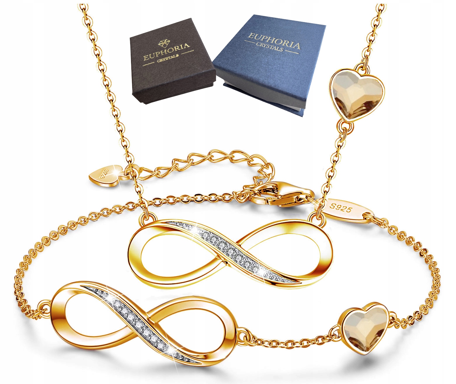 Zlatý komplet šperků Zirkony Stříbro 925 Dárek pro maminku se Zirkony