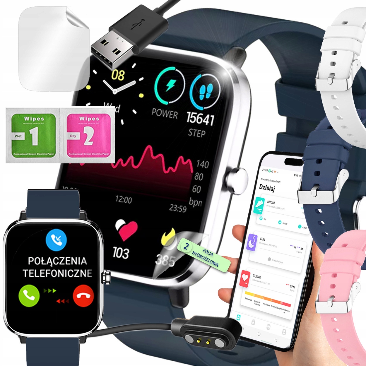 Chytré Hodinky Dámské Hodinky Sms Kroky Puls Hovory Pro Smart Watch 3 Řemínky