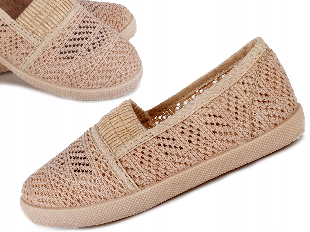 

Beżowe beż ażurowe Koronkowe tenisówki trampki 28