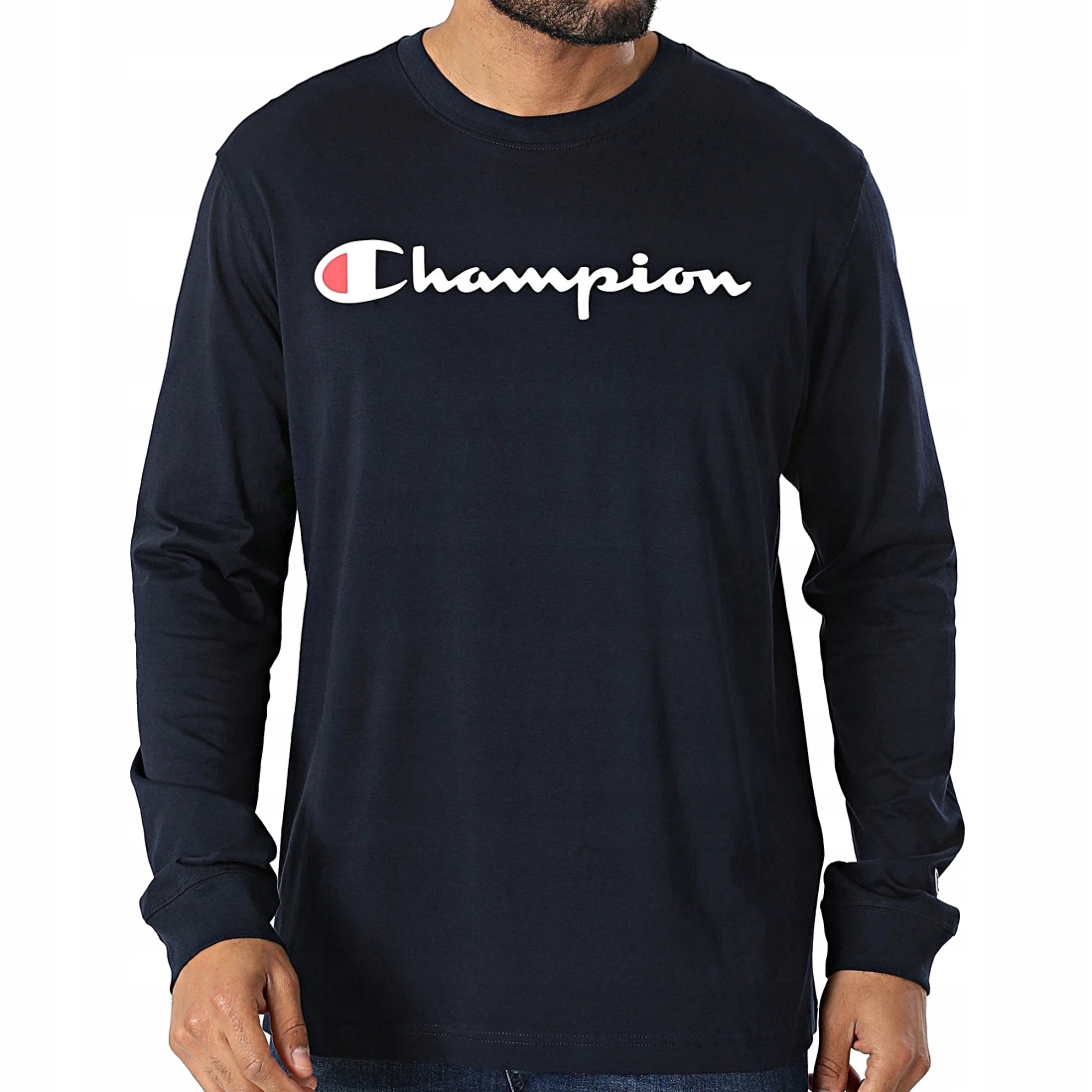 Pánská mikina Champion tmavě modrá 220257-BS501 s dlouhým rukávem bavlněná S