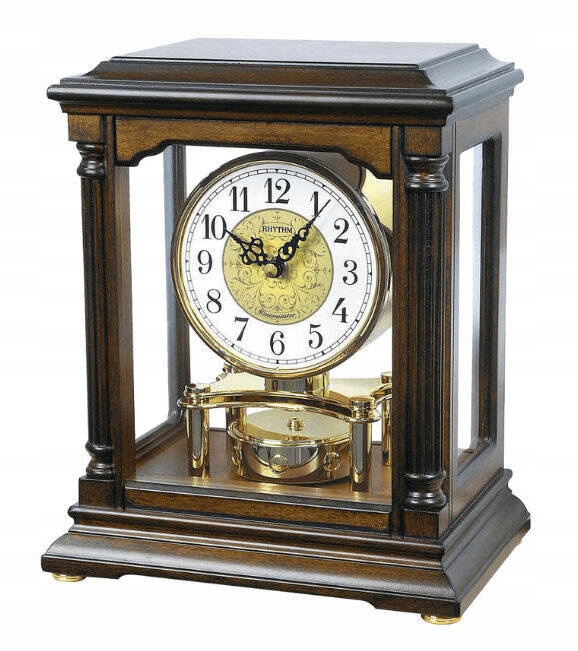 Drevené Krbové Hodiny Rhythm CRH176NR06 Westminster Kuranty 23x28 cm