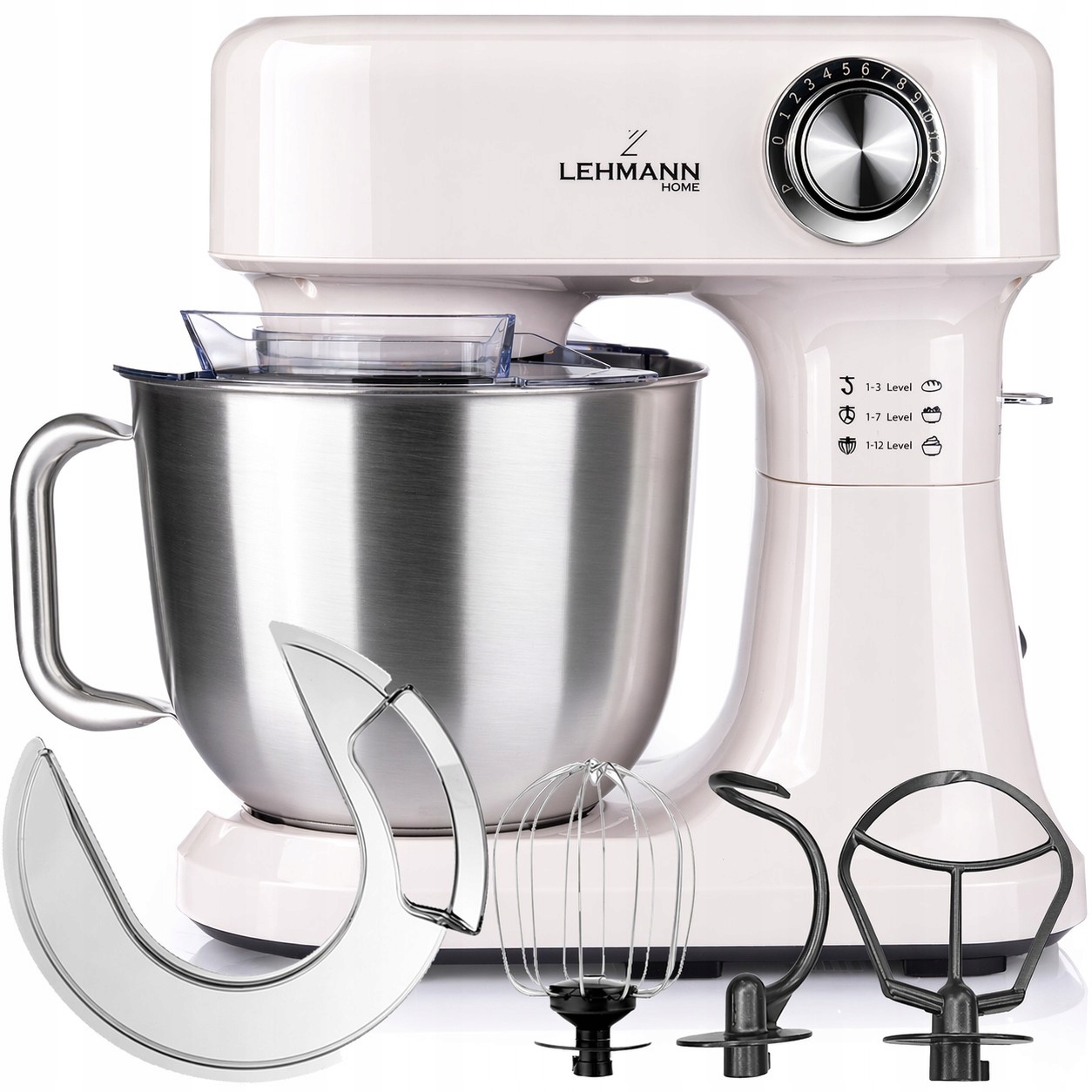 Planetární Robot Kuchyňský Mixér 3x Míchadla Velká Mísa Hák Na Těsto Chleba