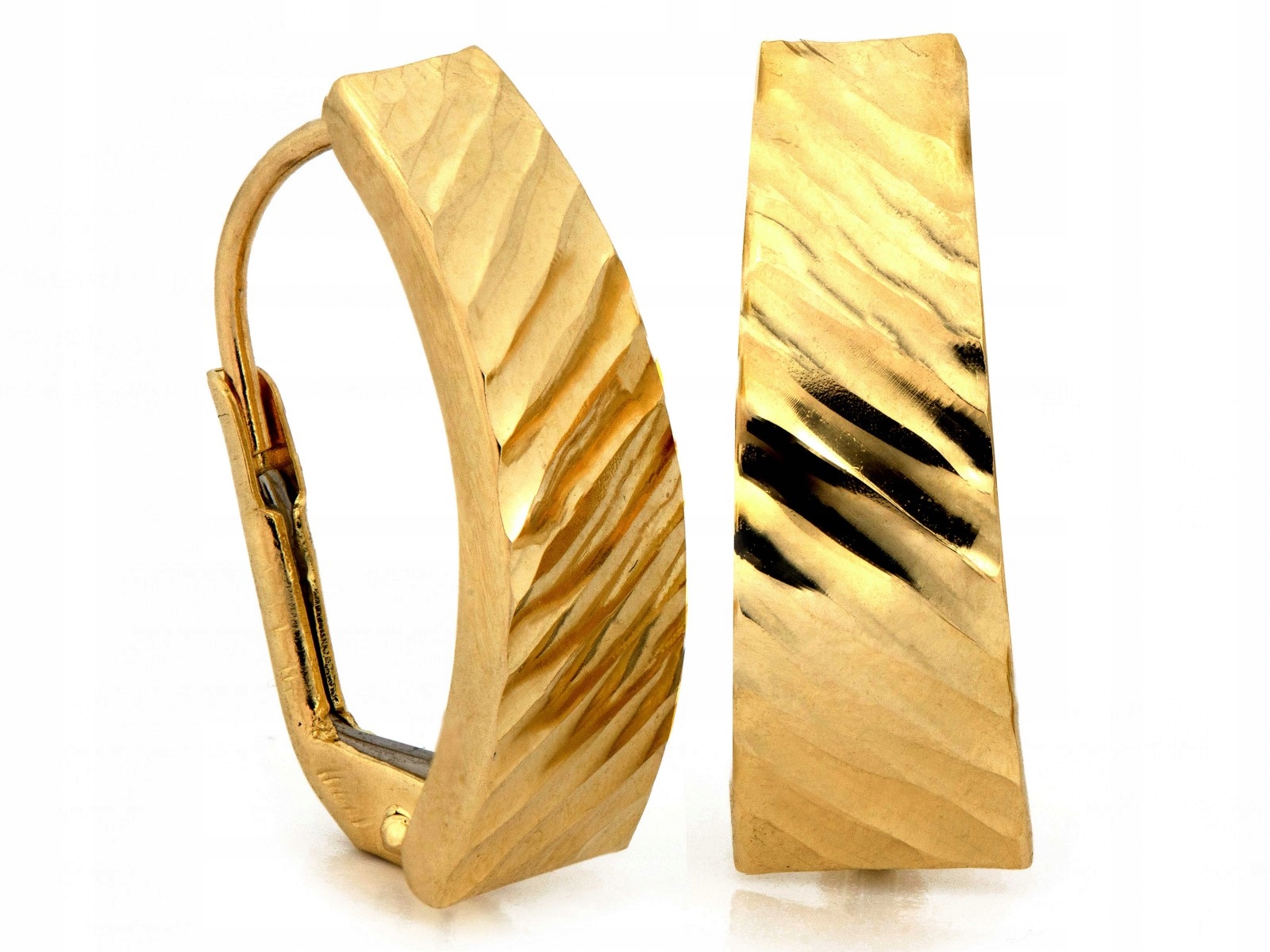 Náušnice zlaté 585 frézované plechy 1.62 g elegantní 18.5 mm jako dárek