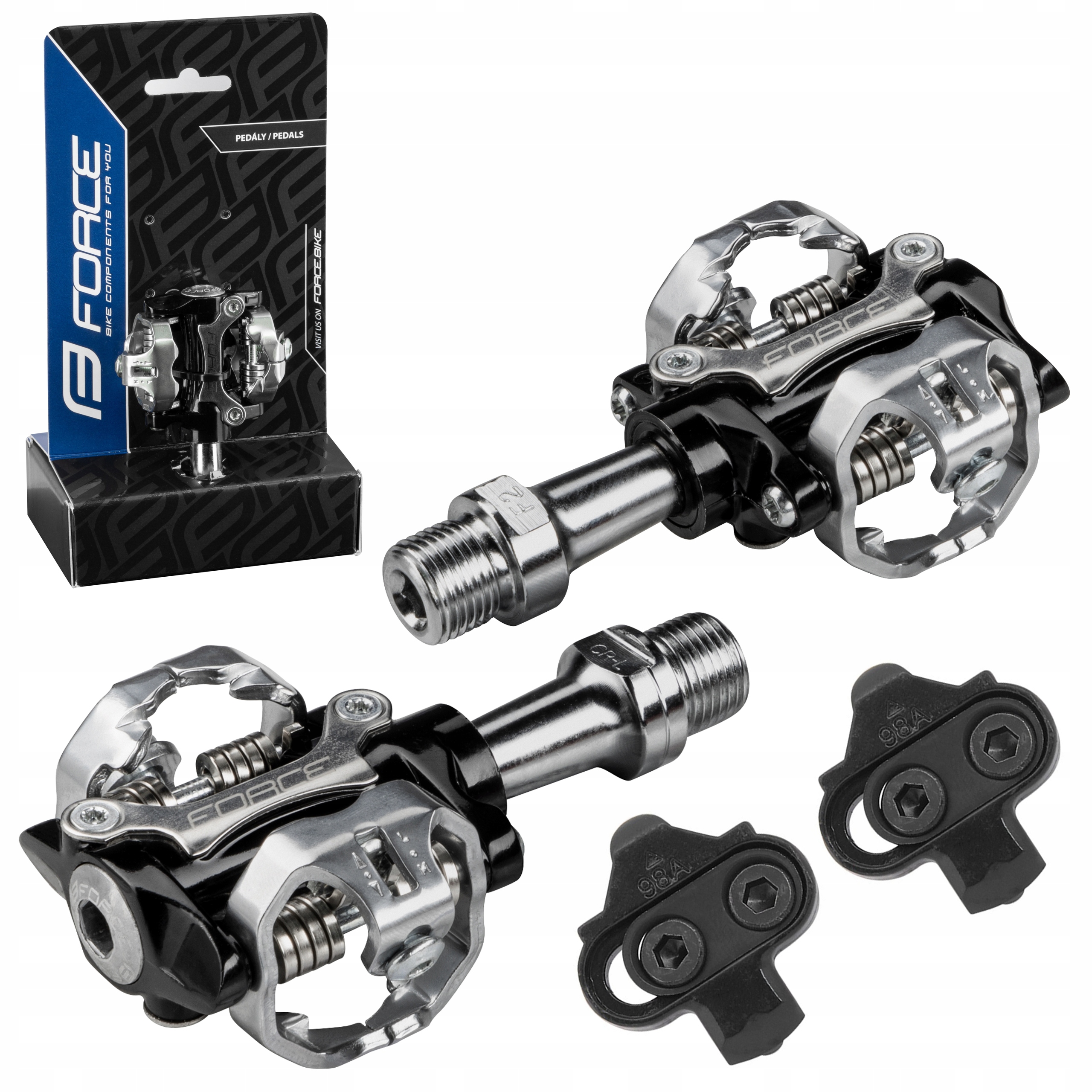 Pedały Spd zatrzaskowe Force Click Mtb czarne bloki, łożyska maszynowe