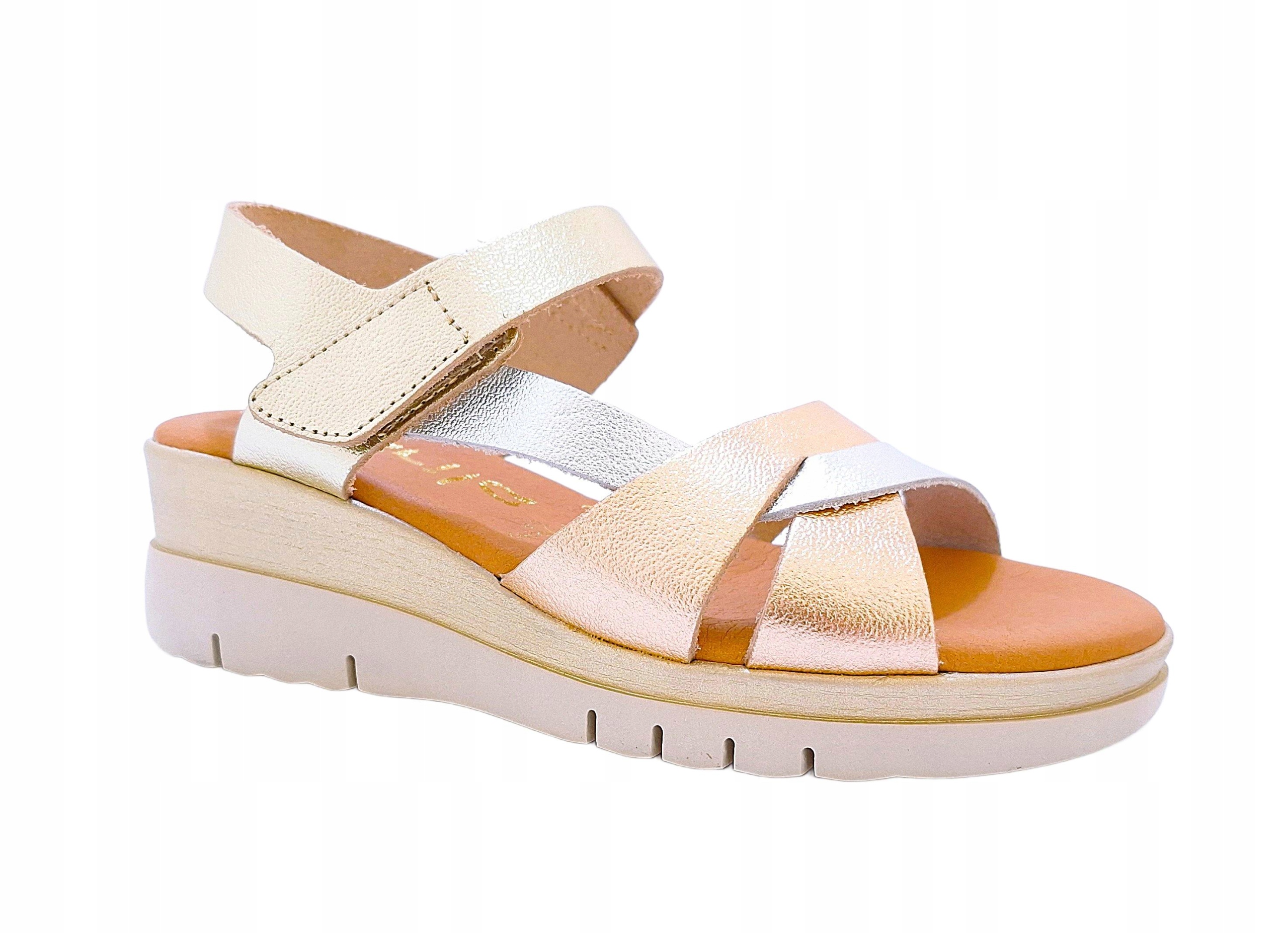 Dámské sandály s proplétanými pásky Marila Panoma zlato-stříbrné, velikost 38