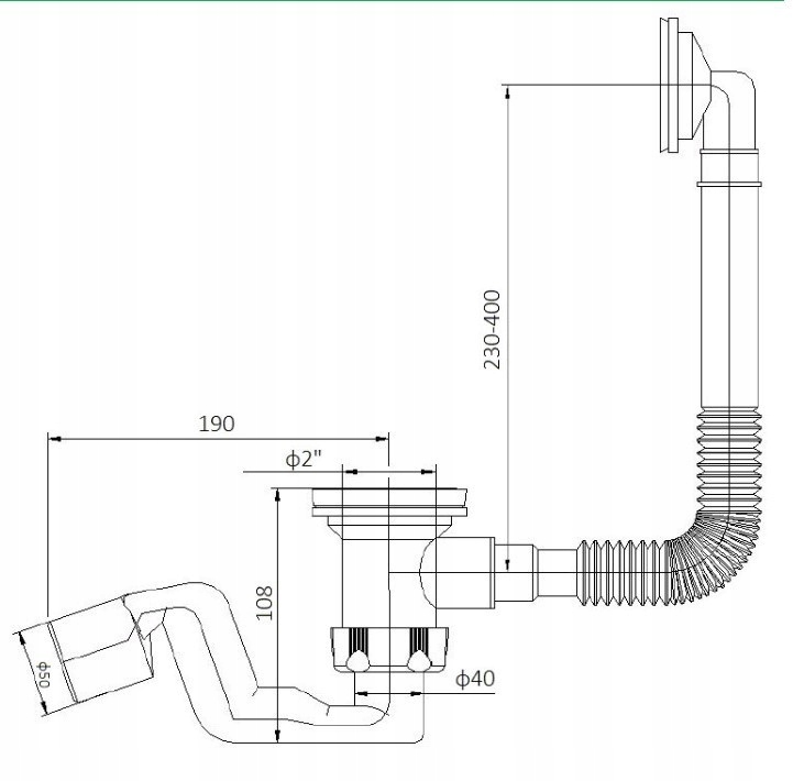 AKCES Syfon wannowy River 50mm 19134 Stan opakowania oryginalne