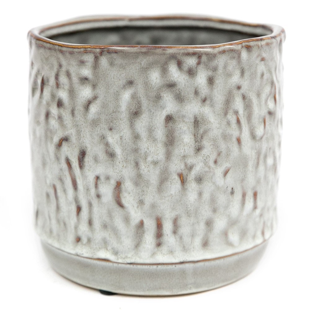 Květináč Obal Na Květináč Keramický Šedý Hnědý 19x19 Cm Zdobený Glamour 20