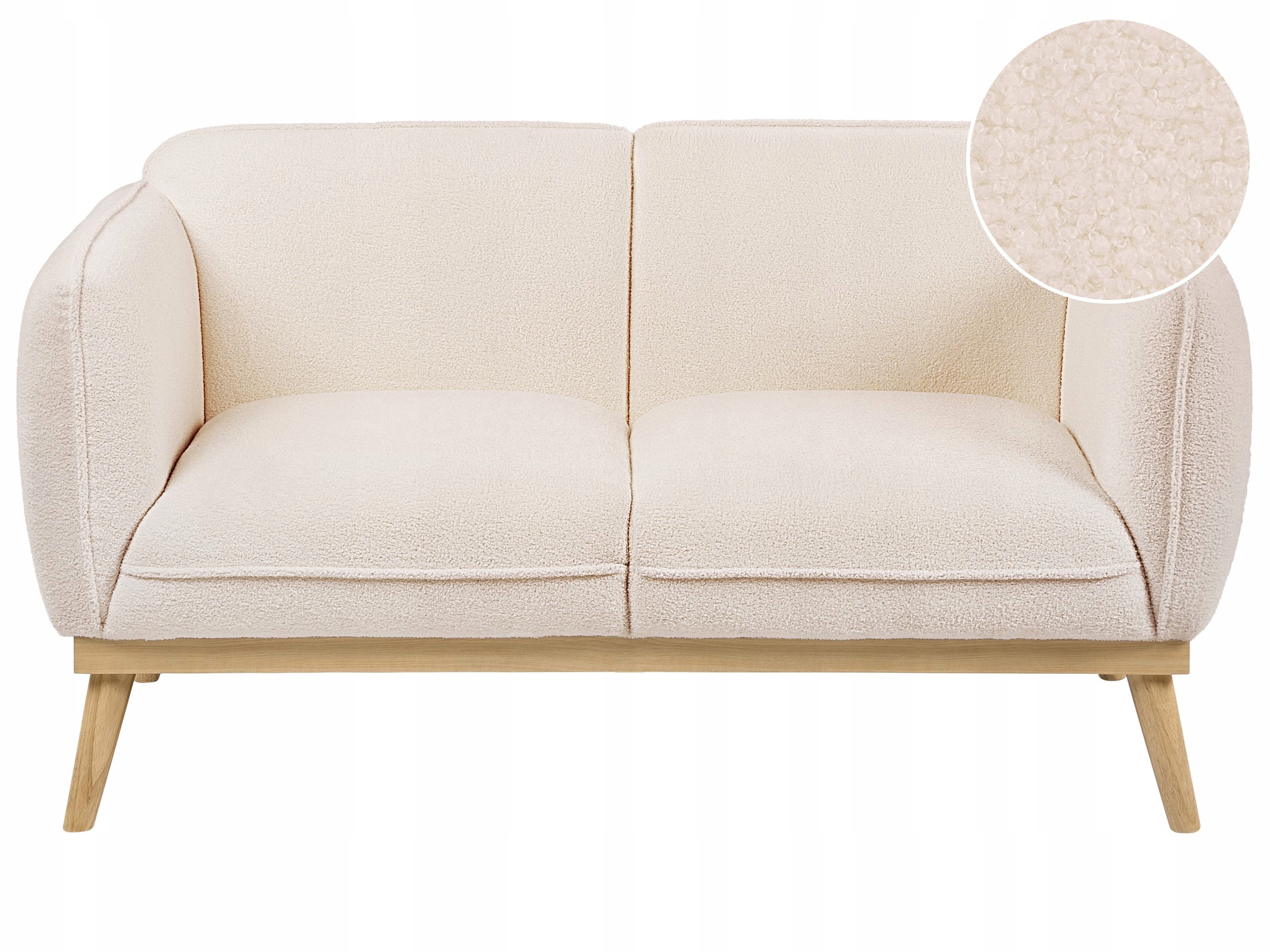 Sofa 2-osobowa boucle w stylu skandynawskim kanapa jasnobeżowa