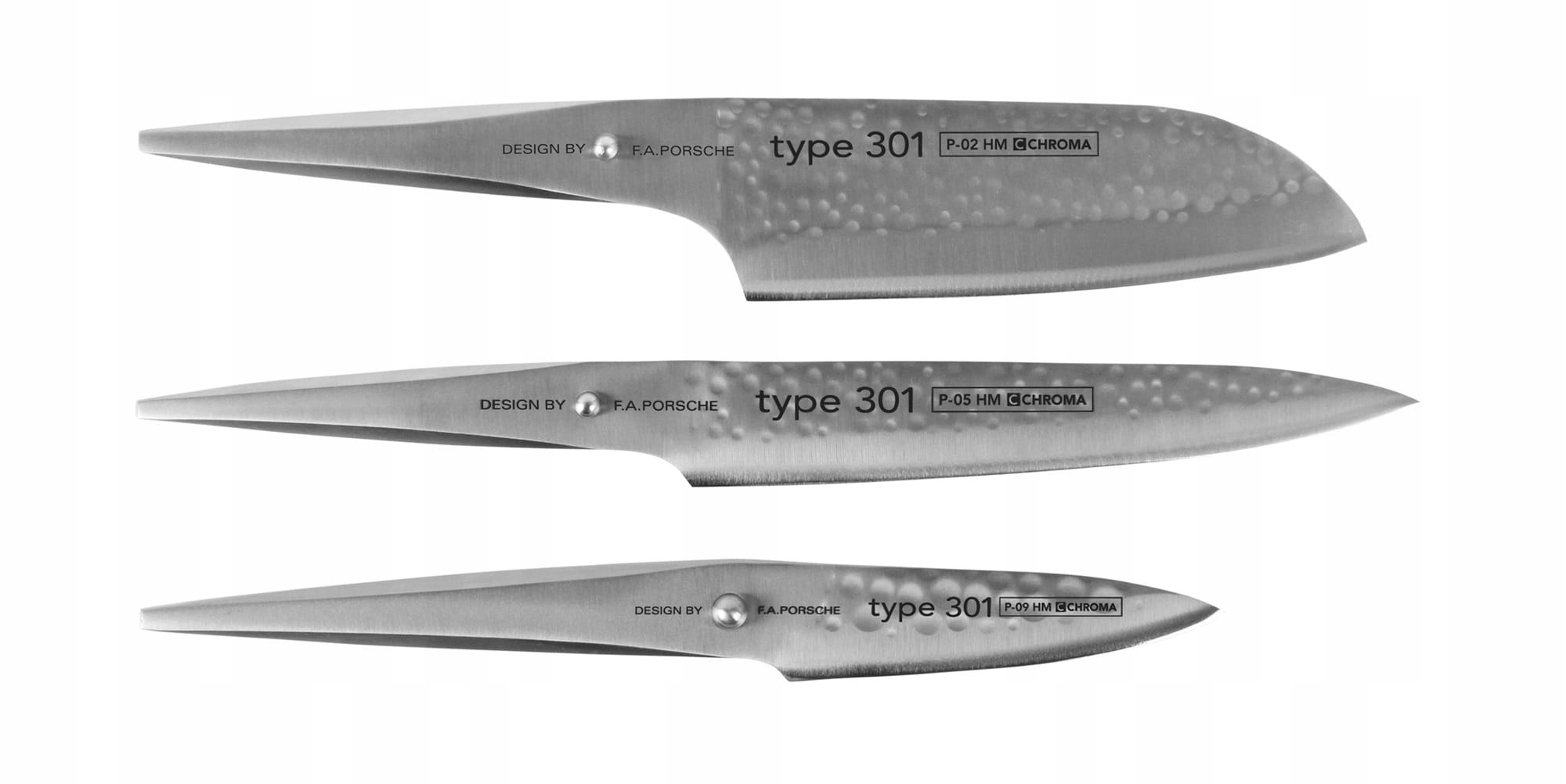 Chroma typ 301 Hammered sada 3 nožov P529-HM