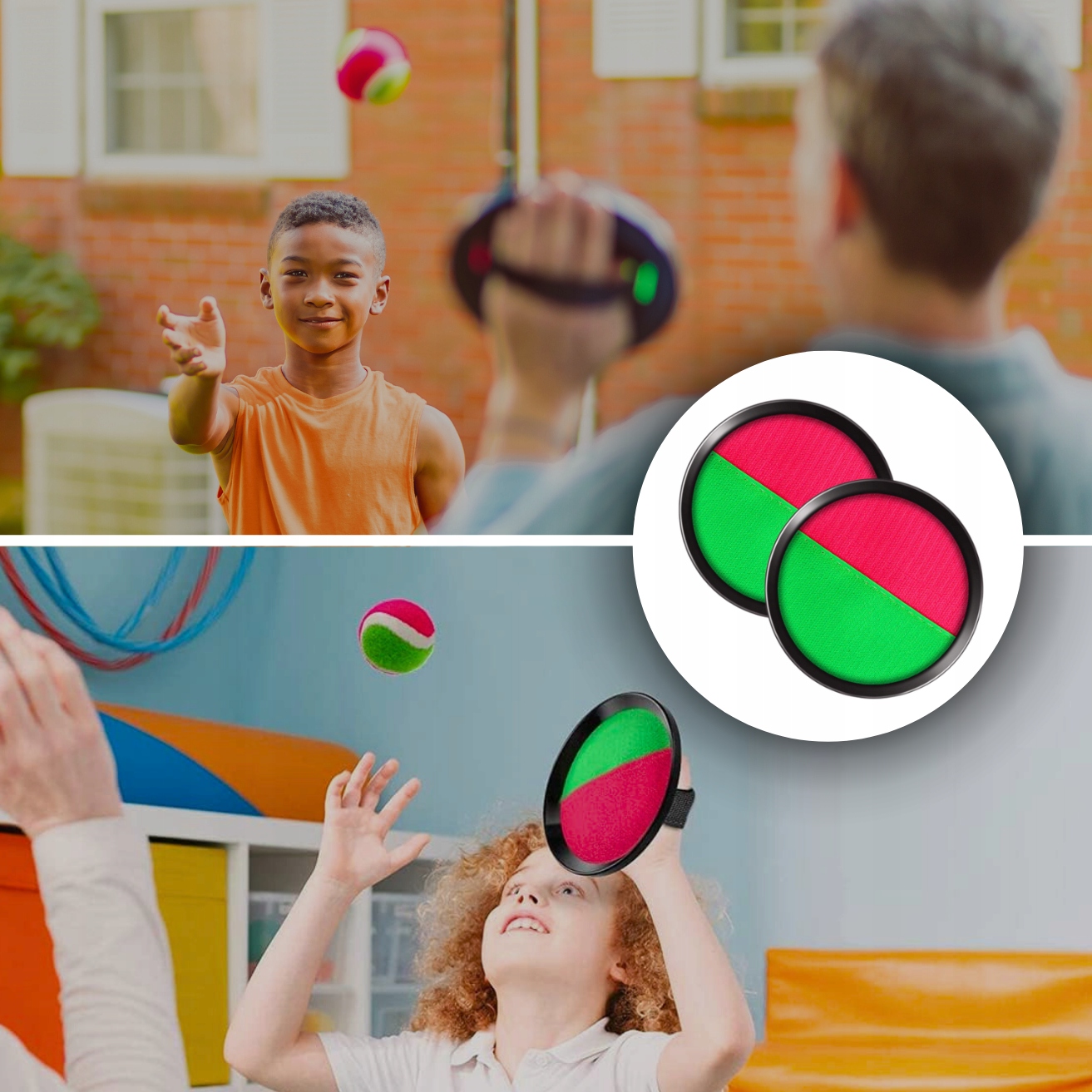 CATCH BALL GRA NA RZEPY RZUCAJ ŁAP PALETKI + PIŁKA DLA DWOJGA DLA DWÓCH Bohater brak