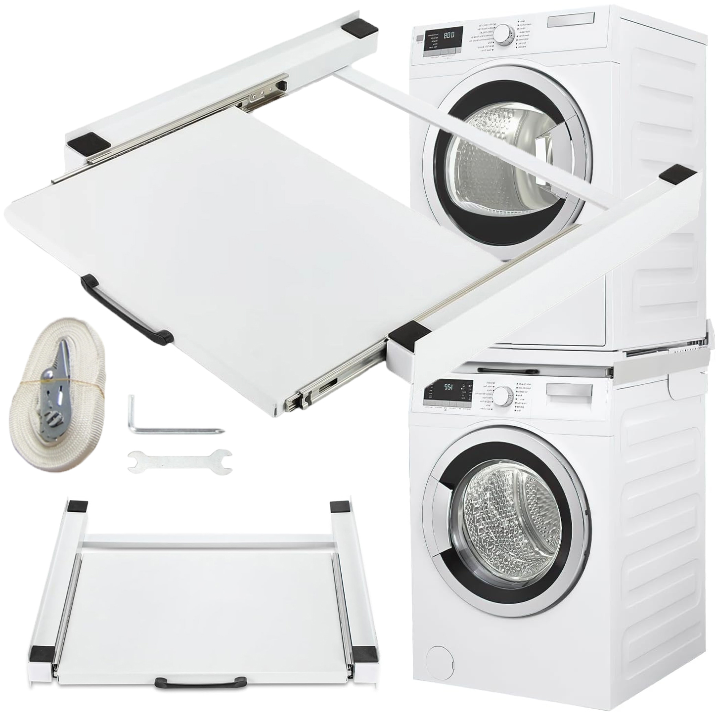 Łącznik Z Półką Pralki Suszarki Uniwersalny Rozmiar 54*60CM Do 150KG Biały