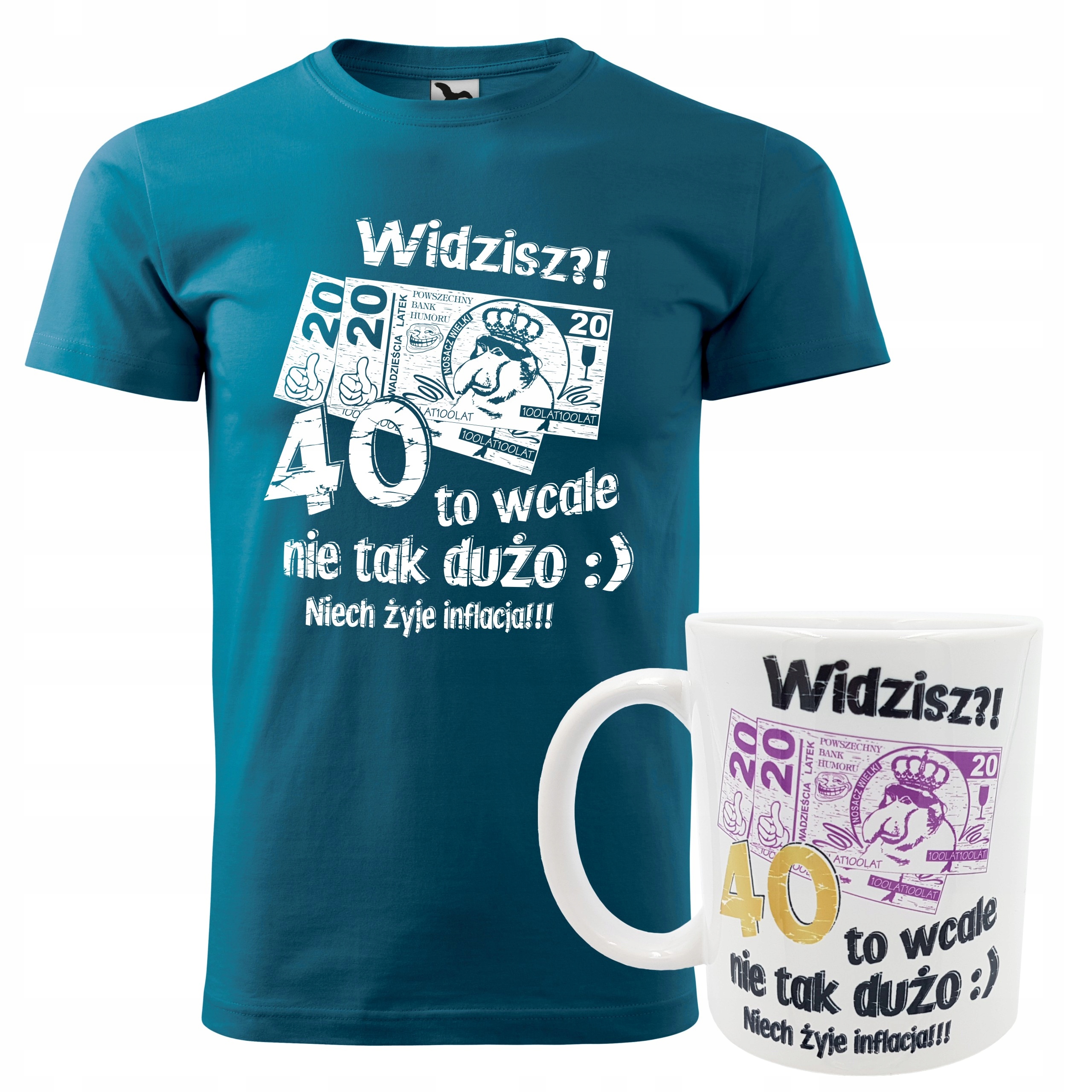 

Koszulka 40 urodziny prezent urodzinowy z kubkiem