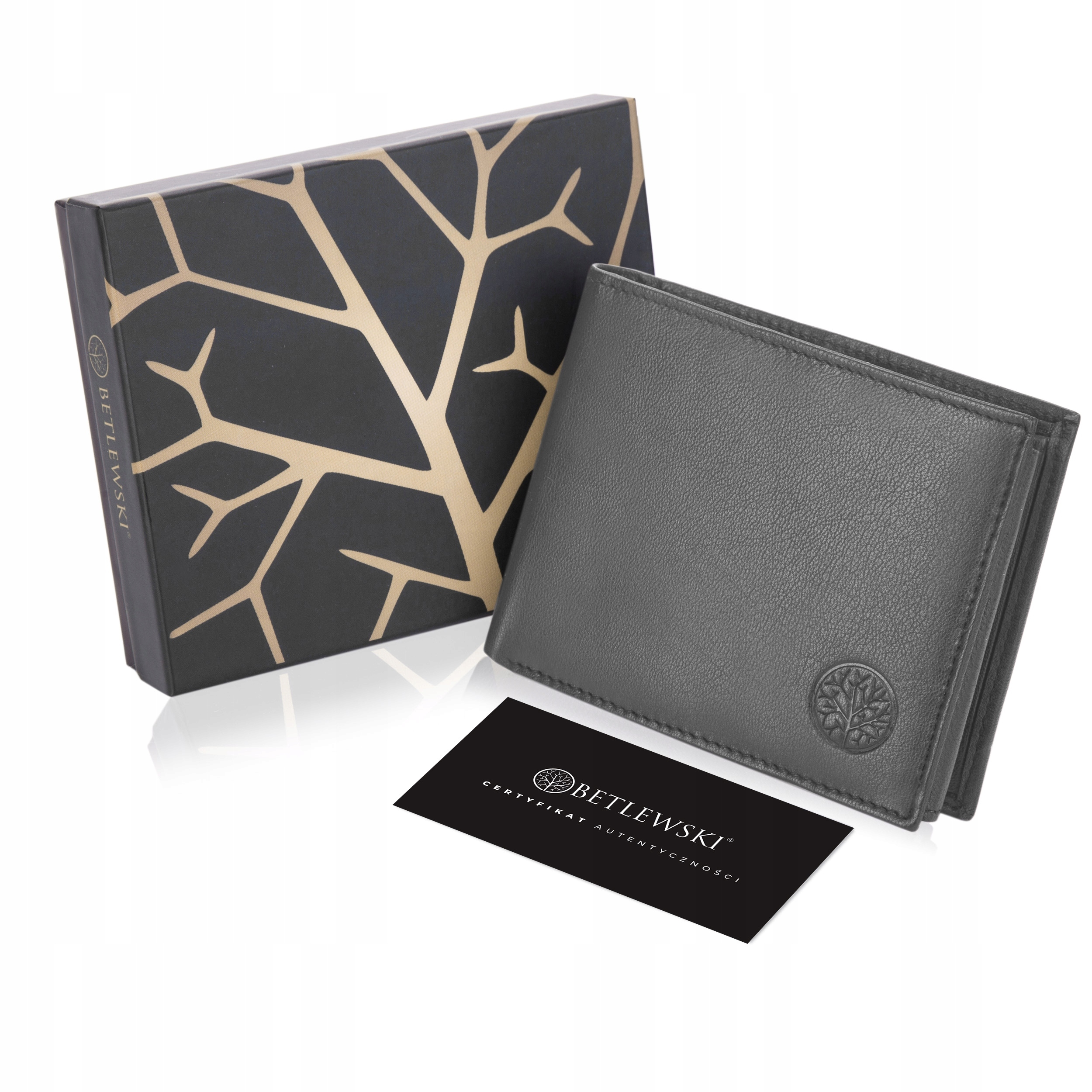 Pánská kožená peněženka Betlewski Rfid šedá jako Dárek Elegantní ETPM-KZ-61