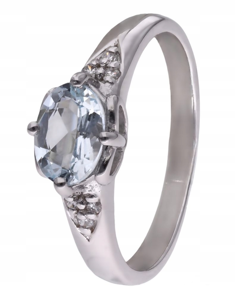 Prstýnek Ag 925 akvamarín s diamantem CVD-3365-R-AQ vel.19