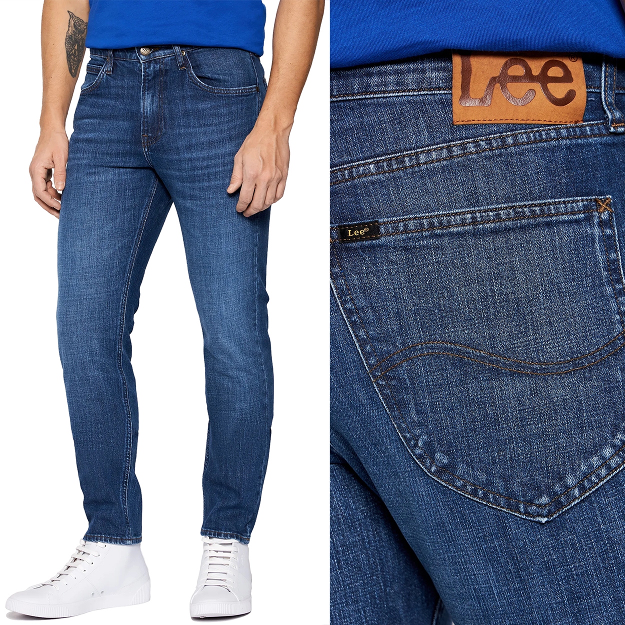 Lee Austin regular tapered Mid Blue Grass Džínové kalhoty W28 L32