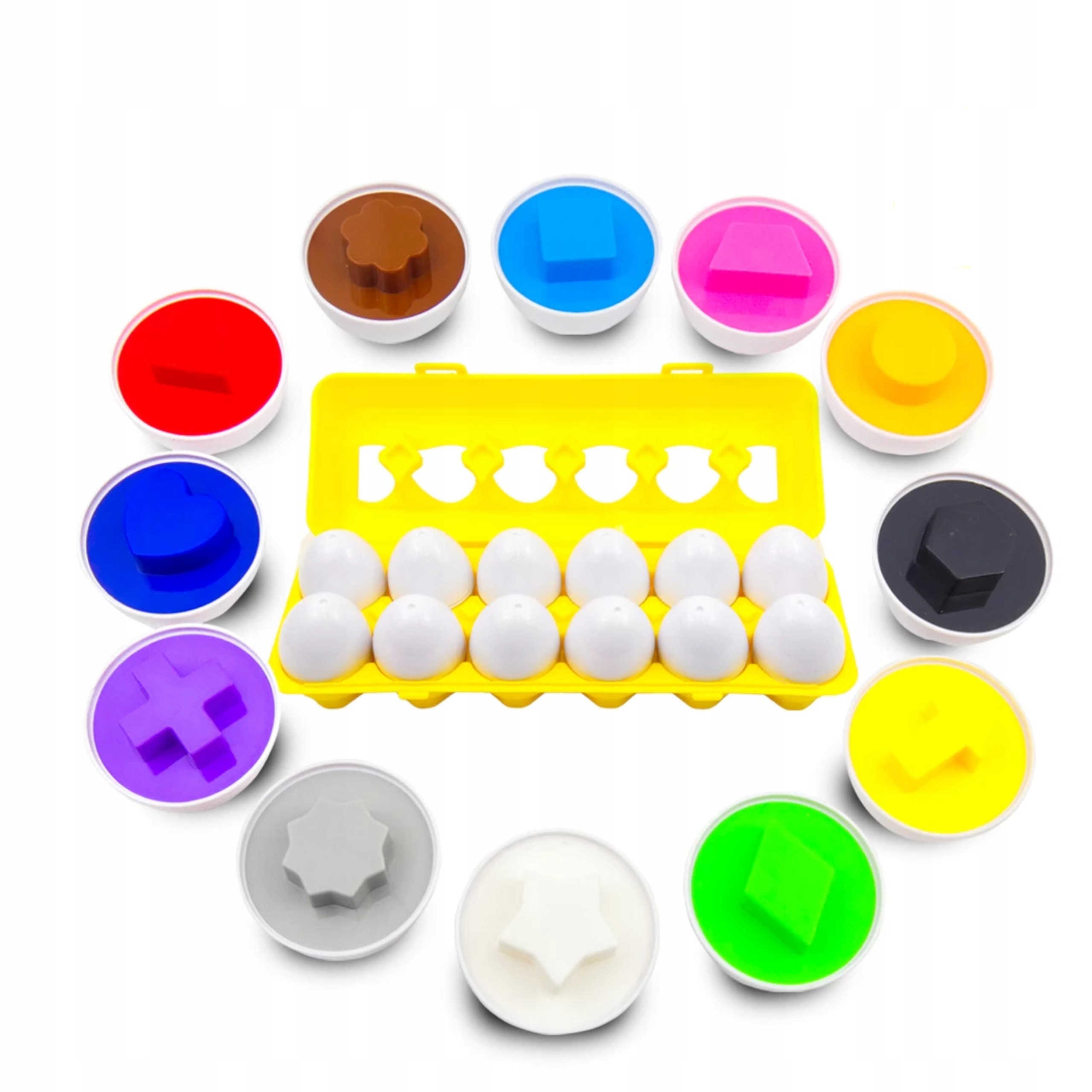 Układanka sorter jajka Montessori kształty LB33-3 Wiek dziecka 3 lata +