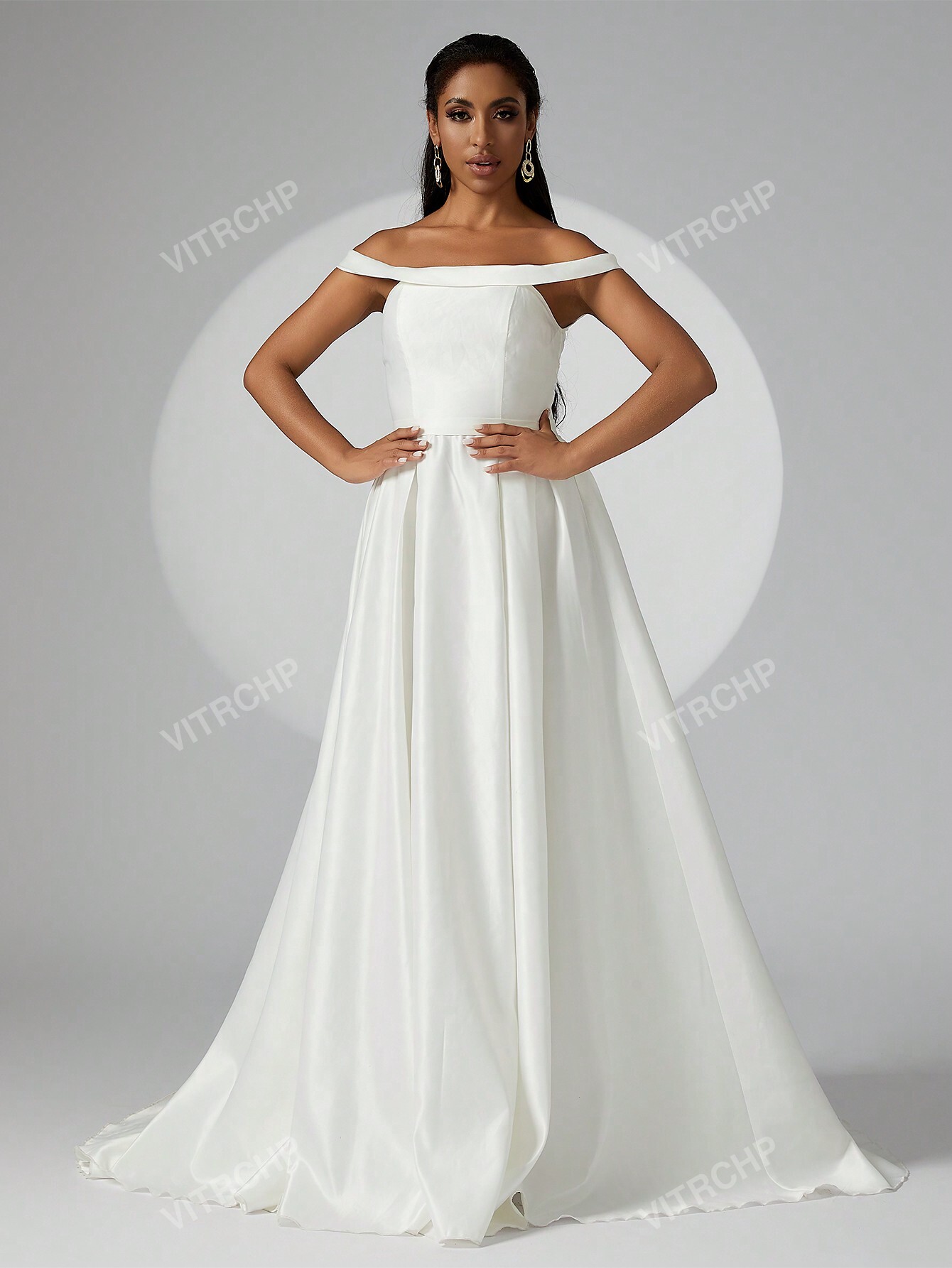 Svatební Šaty S Odhalenými Rameny Carmen A-line Maxi Shein, Velikost 40