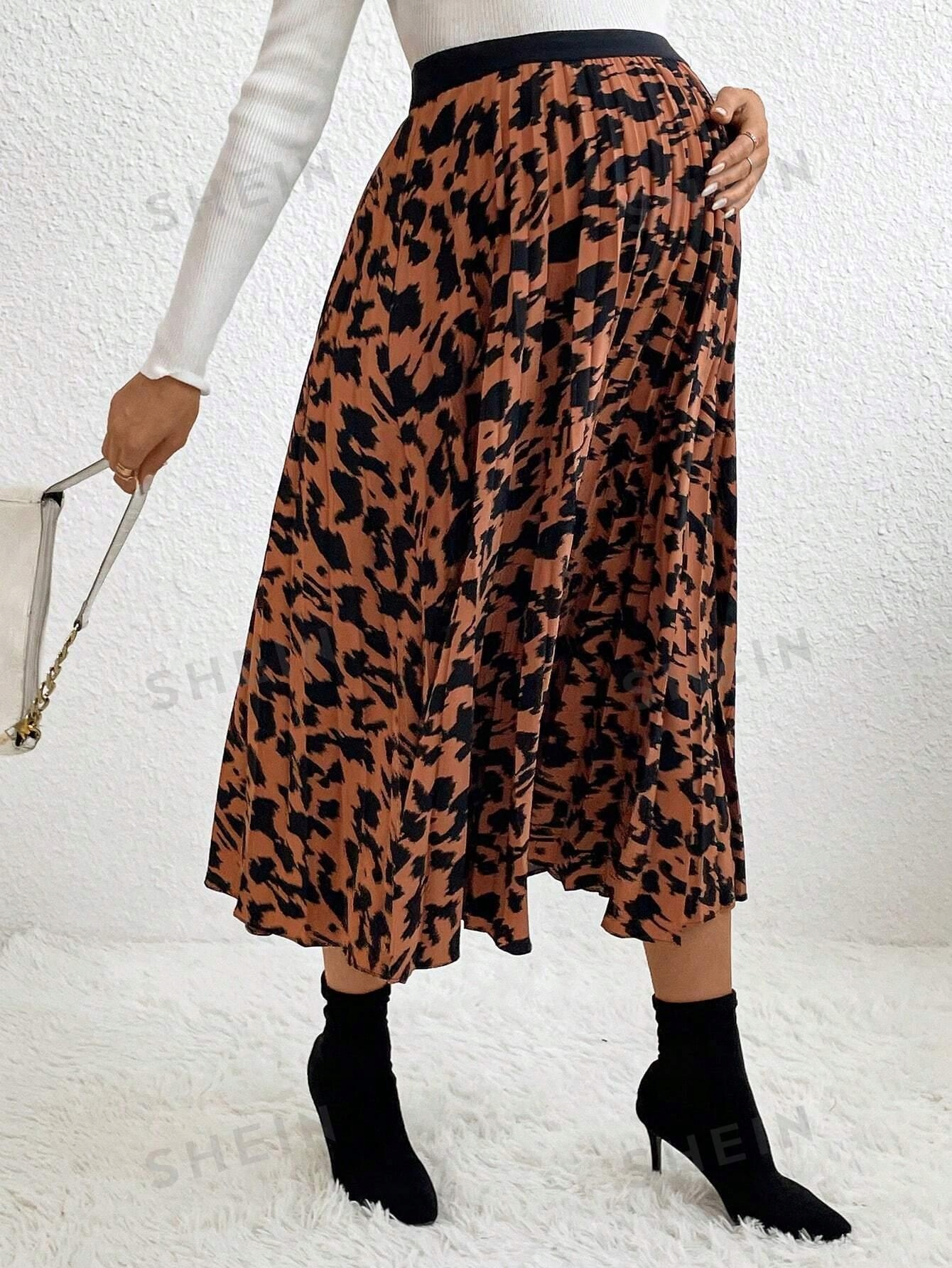 SPÓDNICA CIĄŻOWA BRĄZOWA MIDAXI PLISOWANA SHEIN 36 Marka Shein