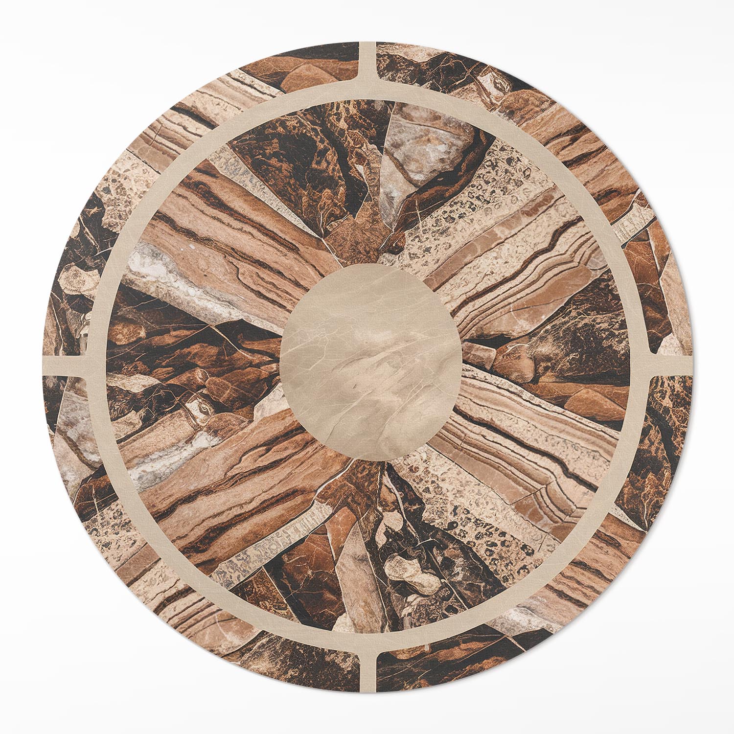 Okrúhly vinylový Behúň Hnedá kompozícia drahých kameňov ⌀ 100 cm