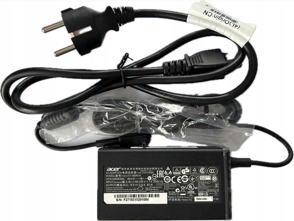 Nowy Zasilacz Acer 19V 3.42A 3.0x1.1 65W Swift