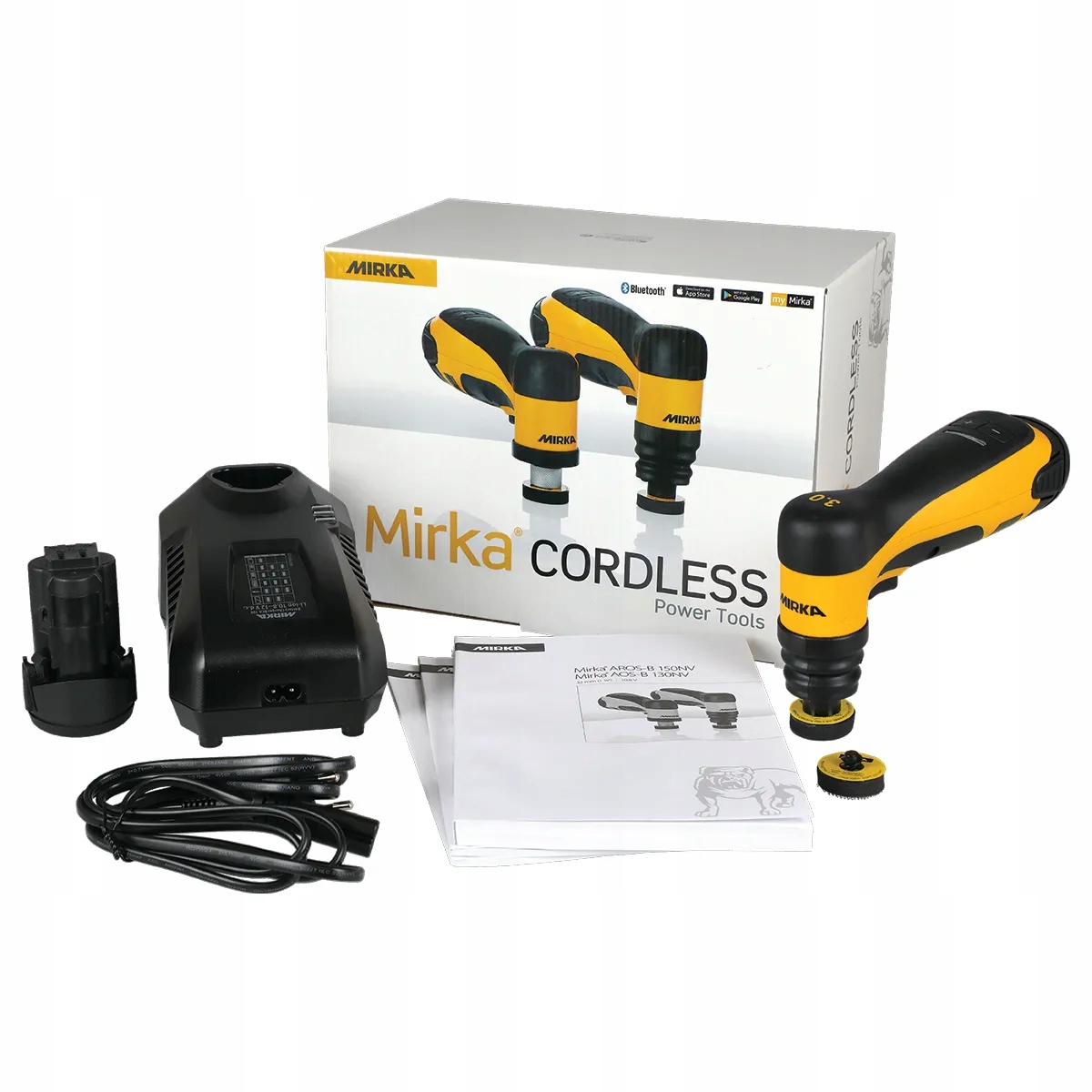 Brúska Mirka Cordless Aos-b 130 32 mm, zdvih 3.0, sada batéria