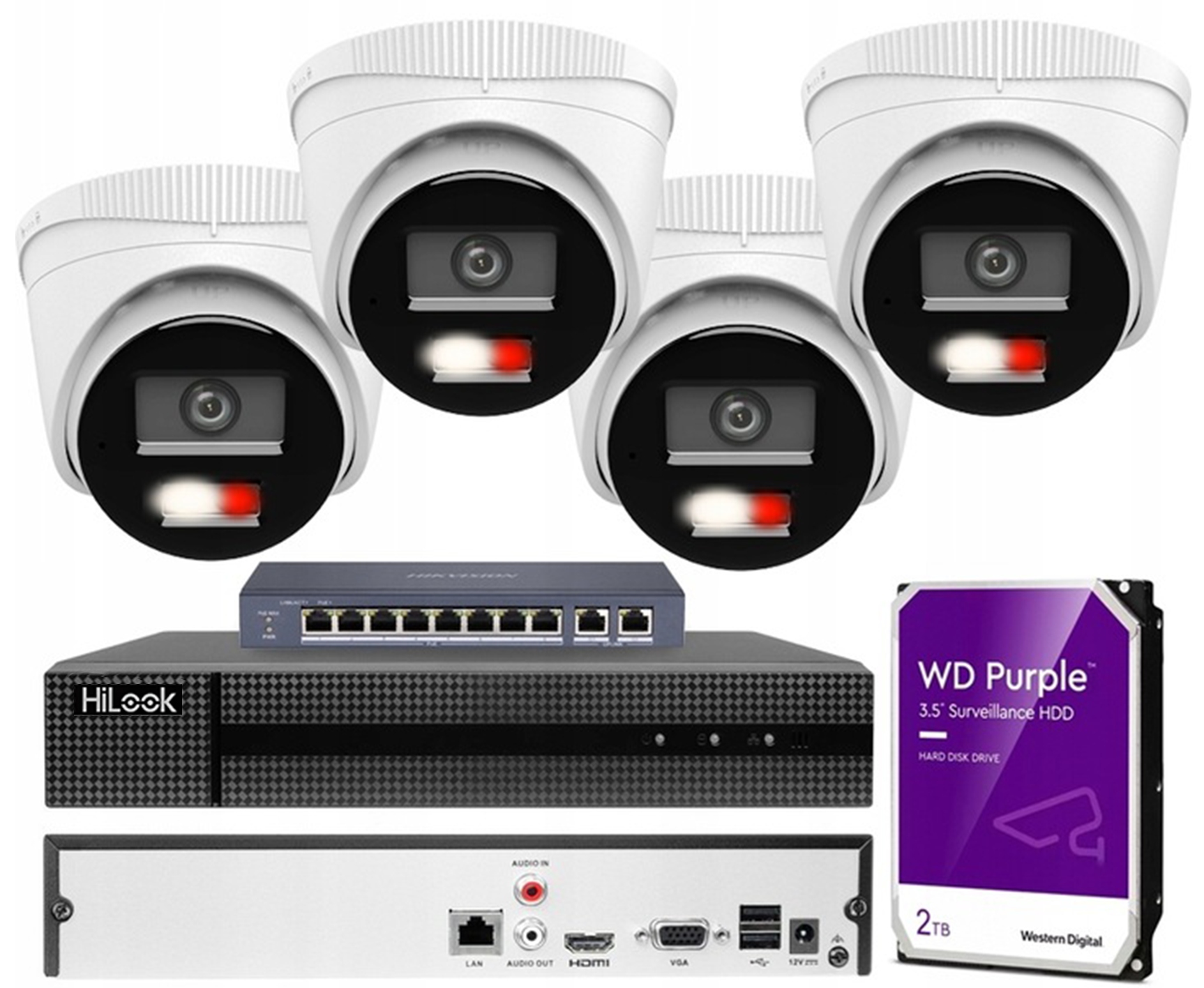 Sada pro monitorování Ip 4 Kamery 4MPx PoE Rozpoznání člověka/vozidla