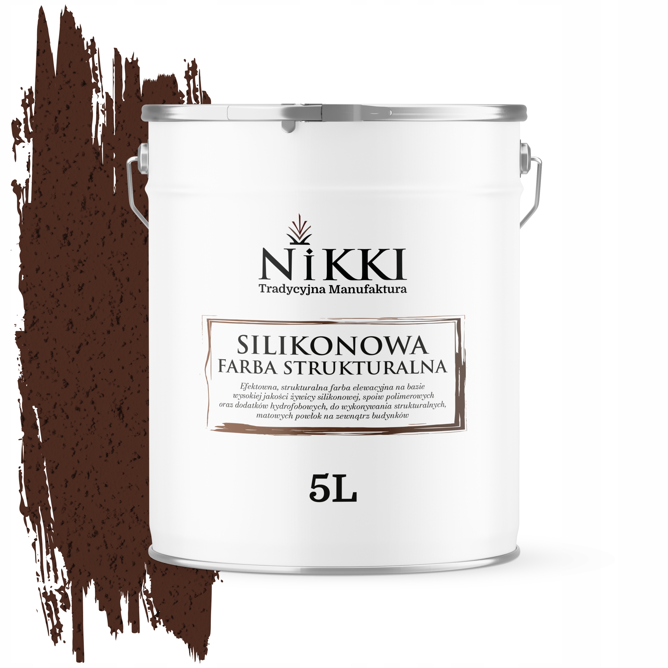 Štruktúrovaná fasádna silikónová fasádna farba 5L Mahagónová hnedá RAL8016