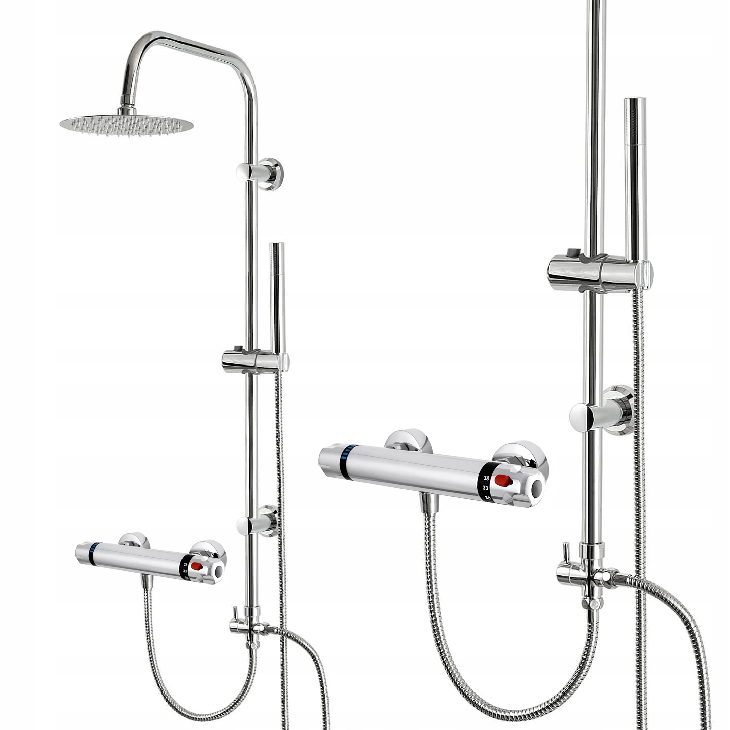 Sprchový Set S Termostatickou Baterií – Kovovou Kulatou Dešťovou Sprchou