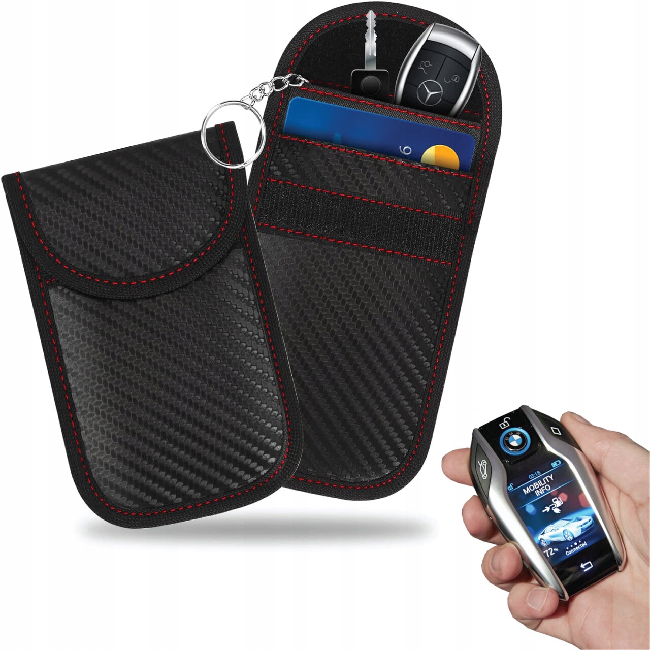 

2x Keyless Blokada Fal Kluczyk Etui Carbon Klatka