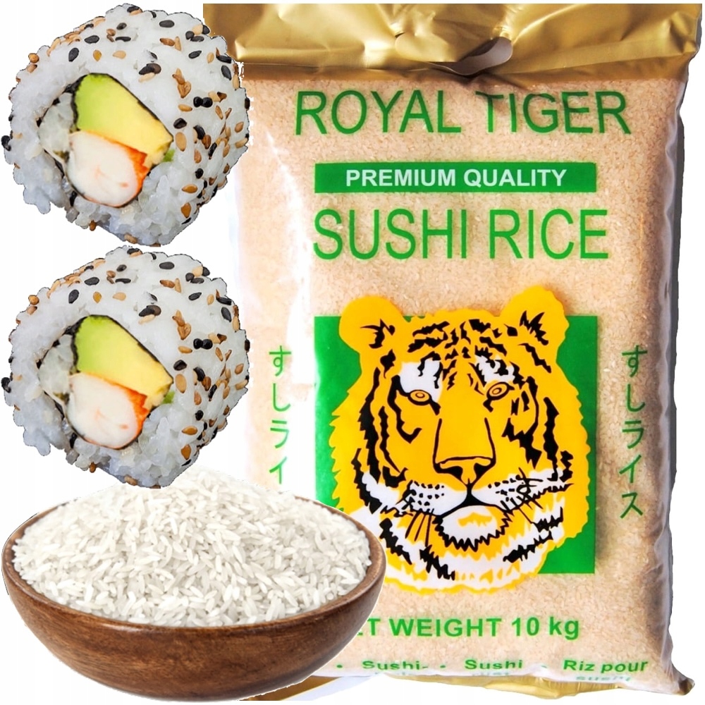 Ryż Do Sushi Okrągłę Ziarno Jakość Premium Duży Worek 10kg Royal Tiger