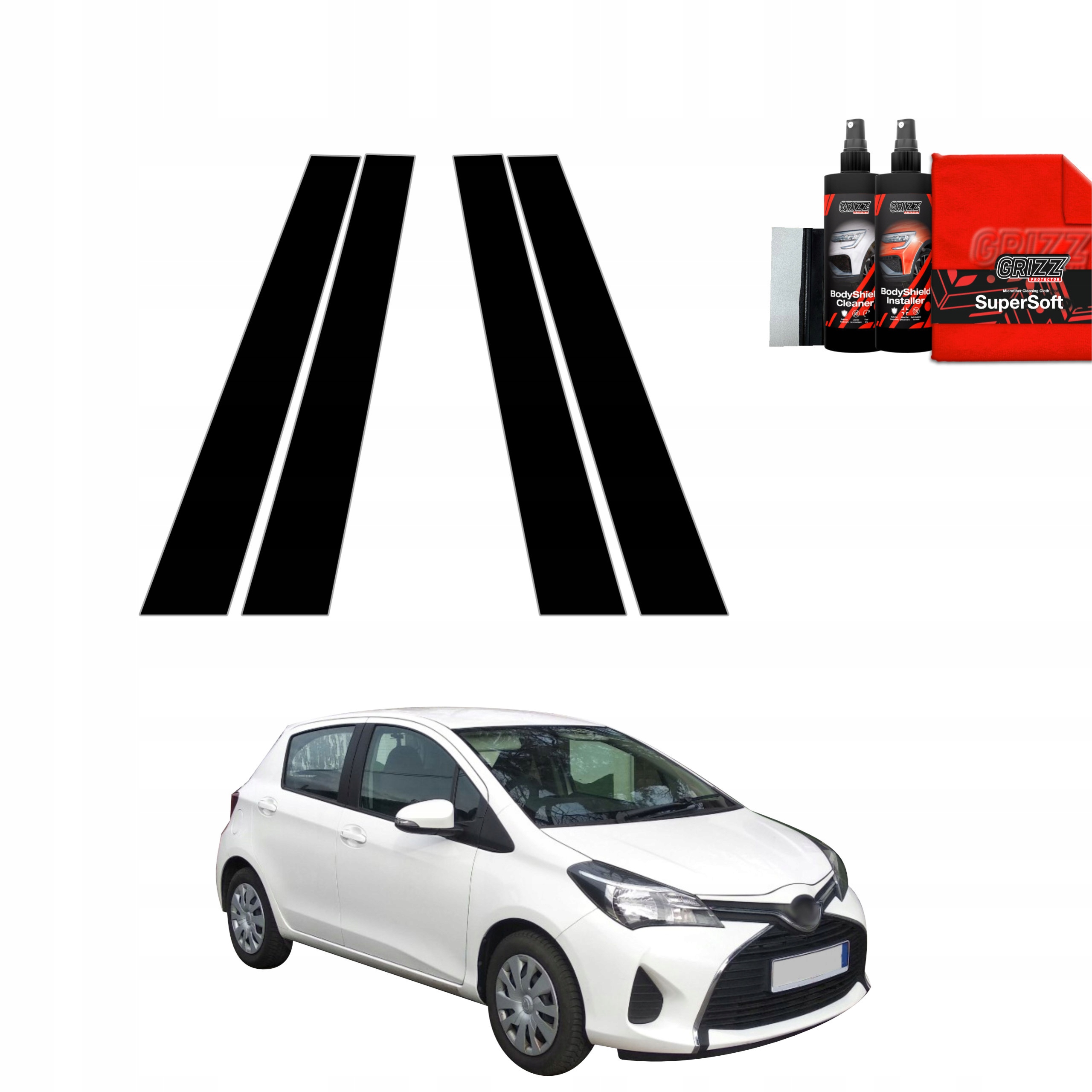 4v1 Černá fólie na sloupky pro Toyota Yaris (2011-2016)