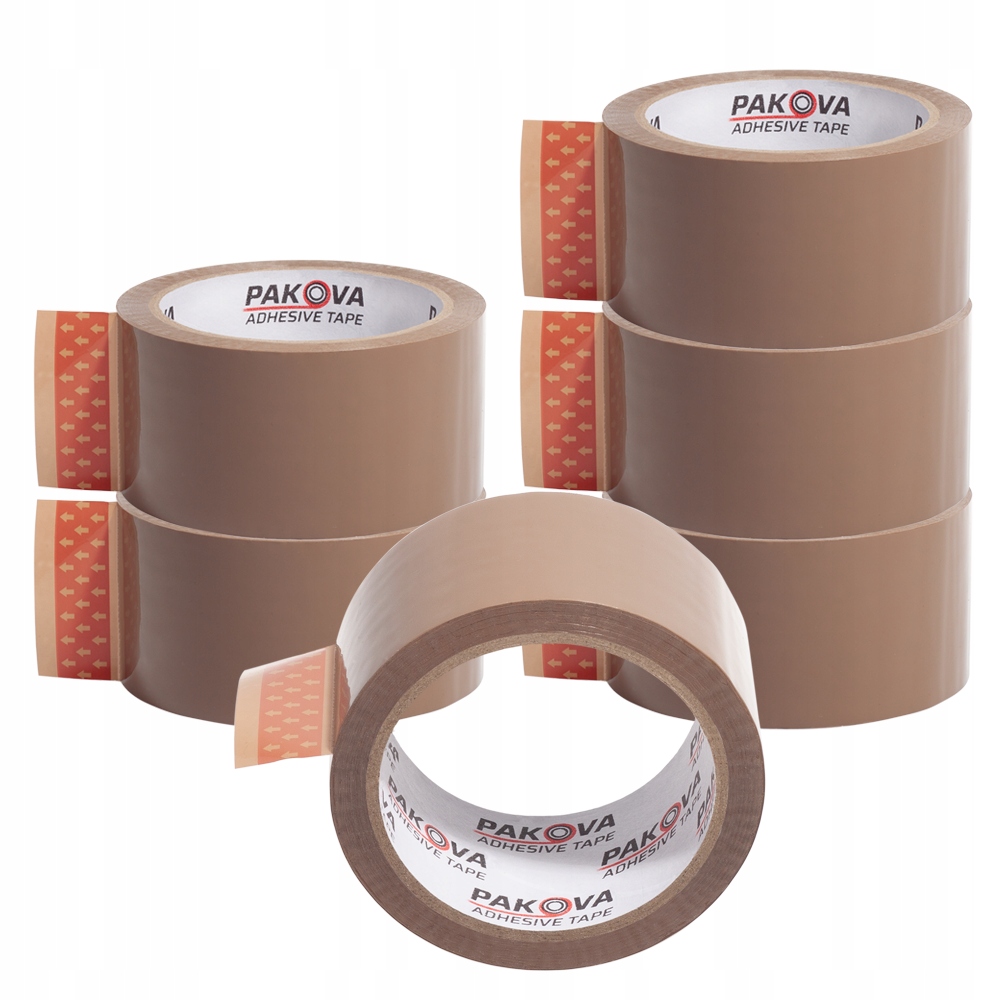 TAŚMA Pakowa Brązowa 48/66y Taśma klejąca PAKOVA Zestaw 6 SZT