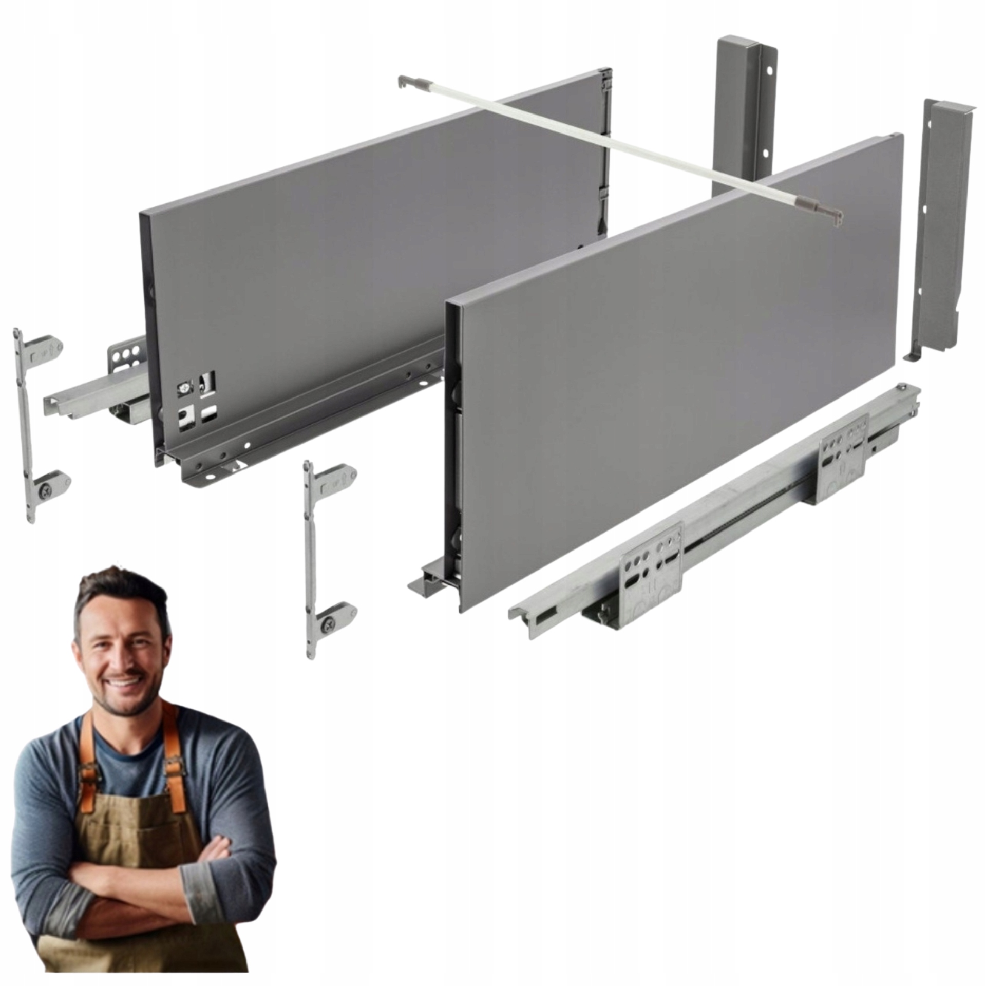 Szuflada Gtv Axis Pro 550 mm push to open bardzo wysoka antracyt H-199